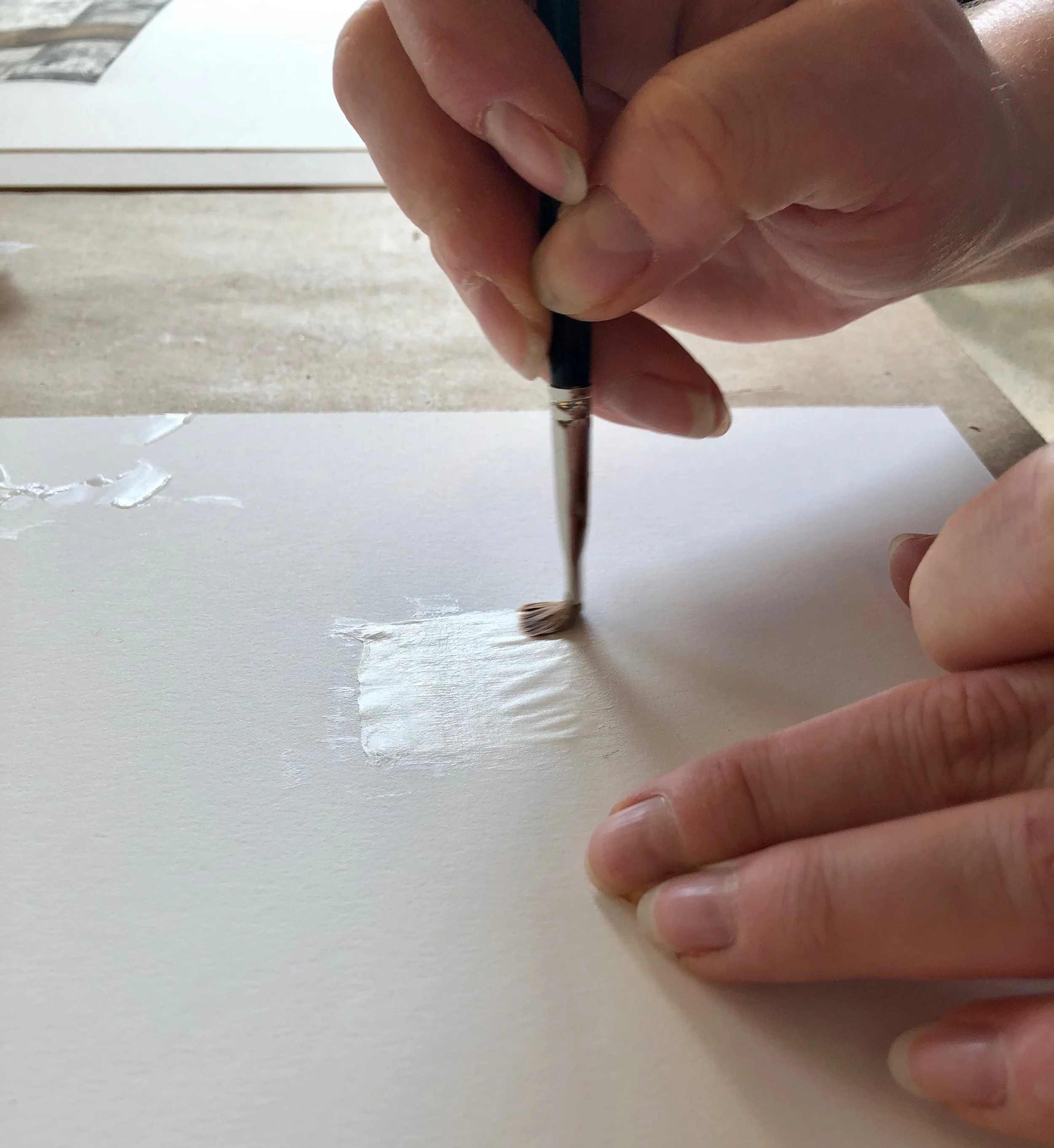 Wheat starch past is applied directly onto the Kozo paper.