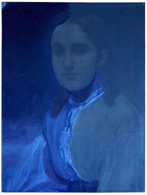 Under a blacklight, many otherwise hidden details are revealed, including previous repairs and restorations.
