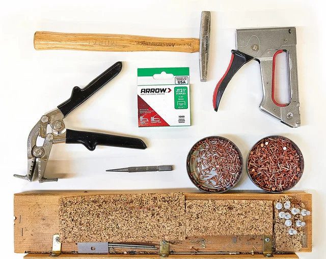 These supplies are used on the edges of paintings when re-stretching them.