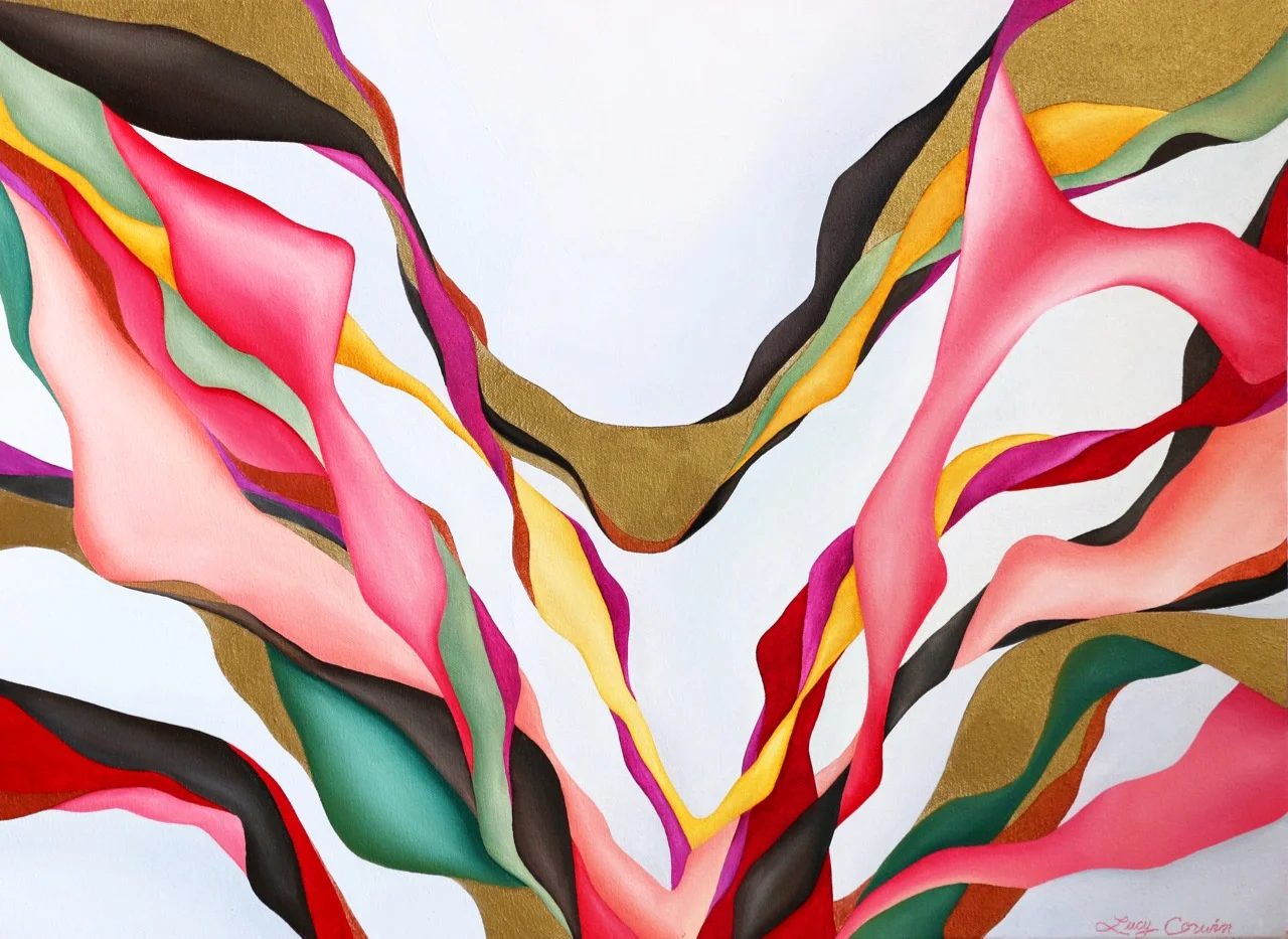 light hearted abstract with pink green and yellow.jpeg