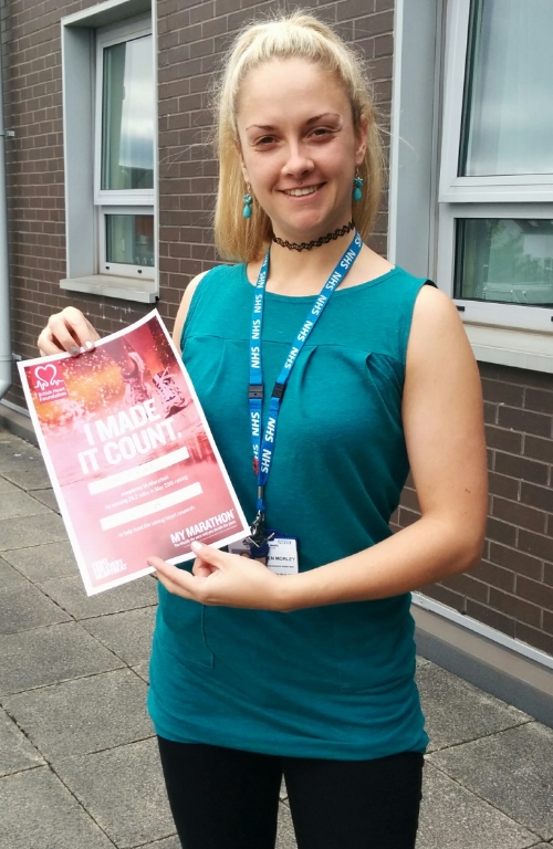 Helen Morley (Senior Research Assistant) from the Pathway team ran 26.2 miles in May 2016 to complete the British Heart Foundation "My Marathon" and raised a fantastic £53.24 for the charity! Well done Helen!!