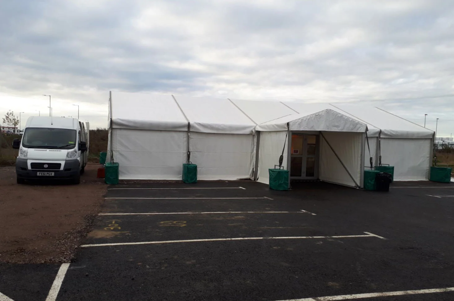 Breakfast set up in a temporary tent