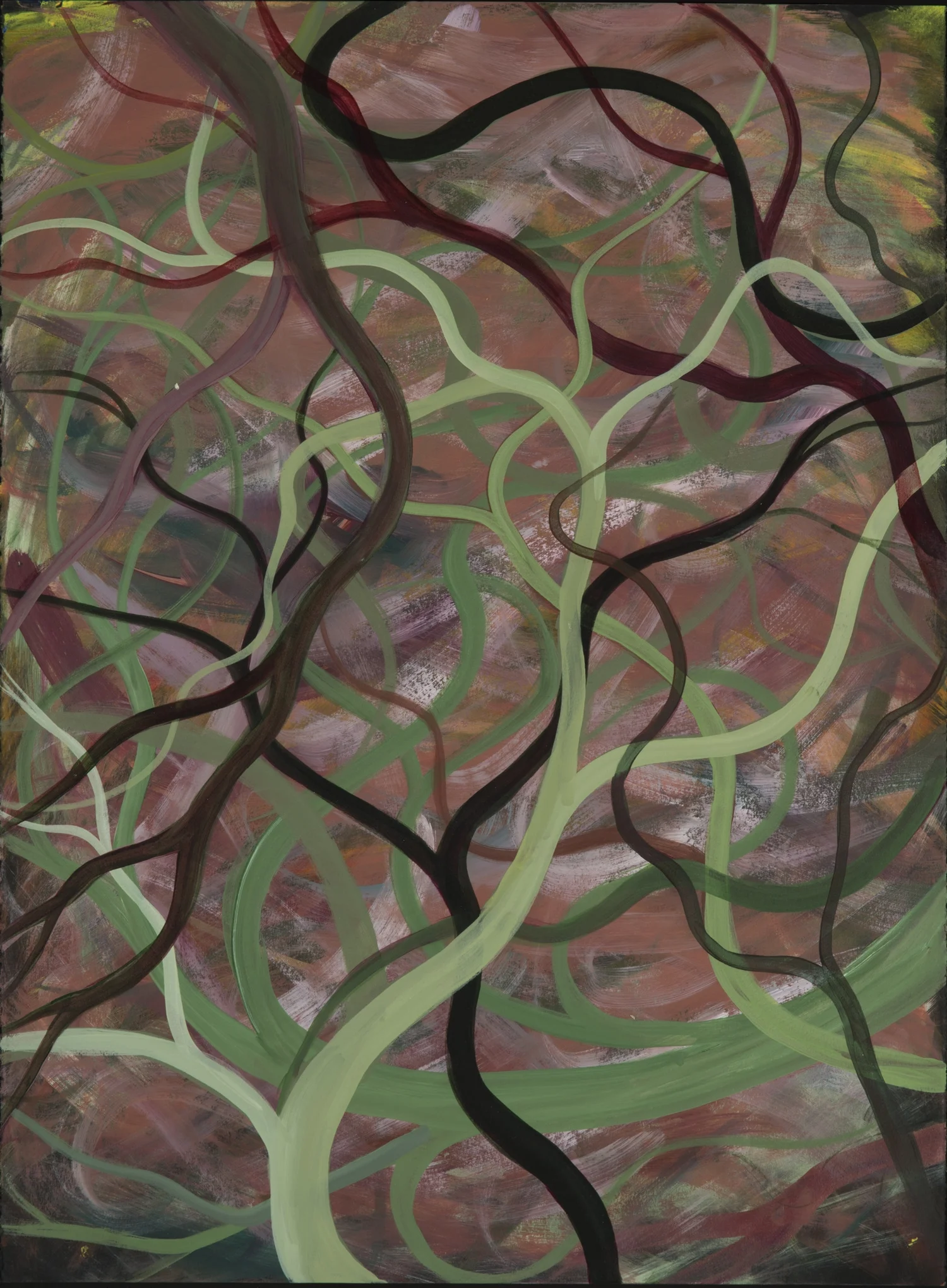 Tangled, acrylic on paper, 30 x 22 inches
