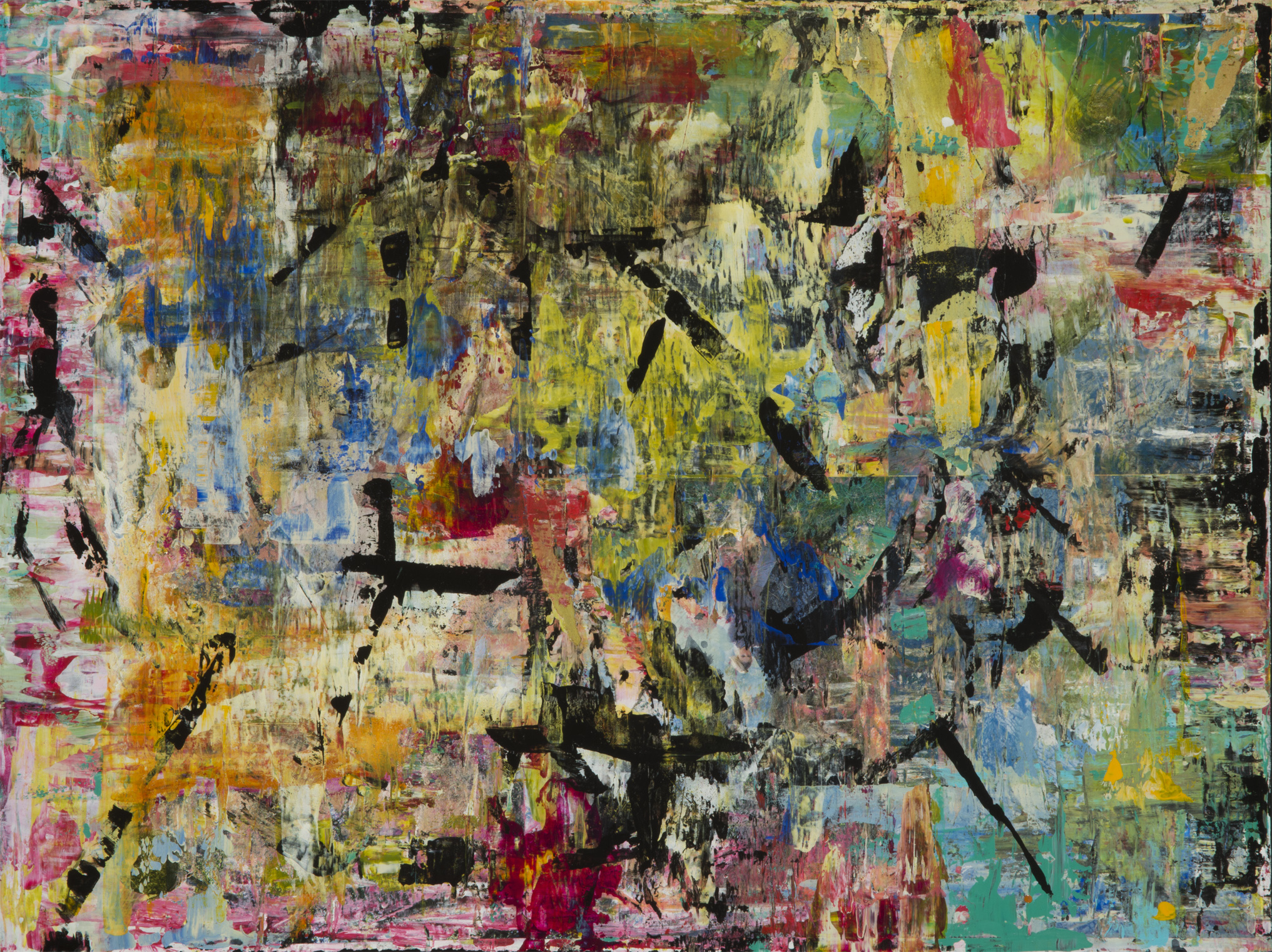 Bumble Bee, mixed media and acrylic on paper, 22 x 30 inches