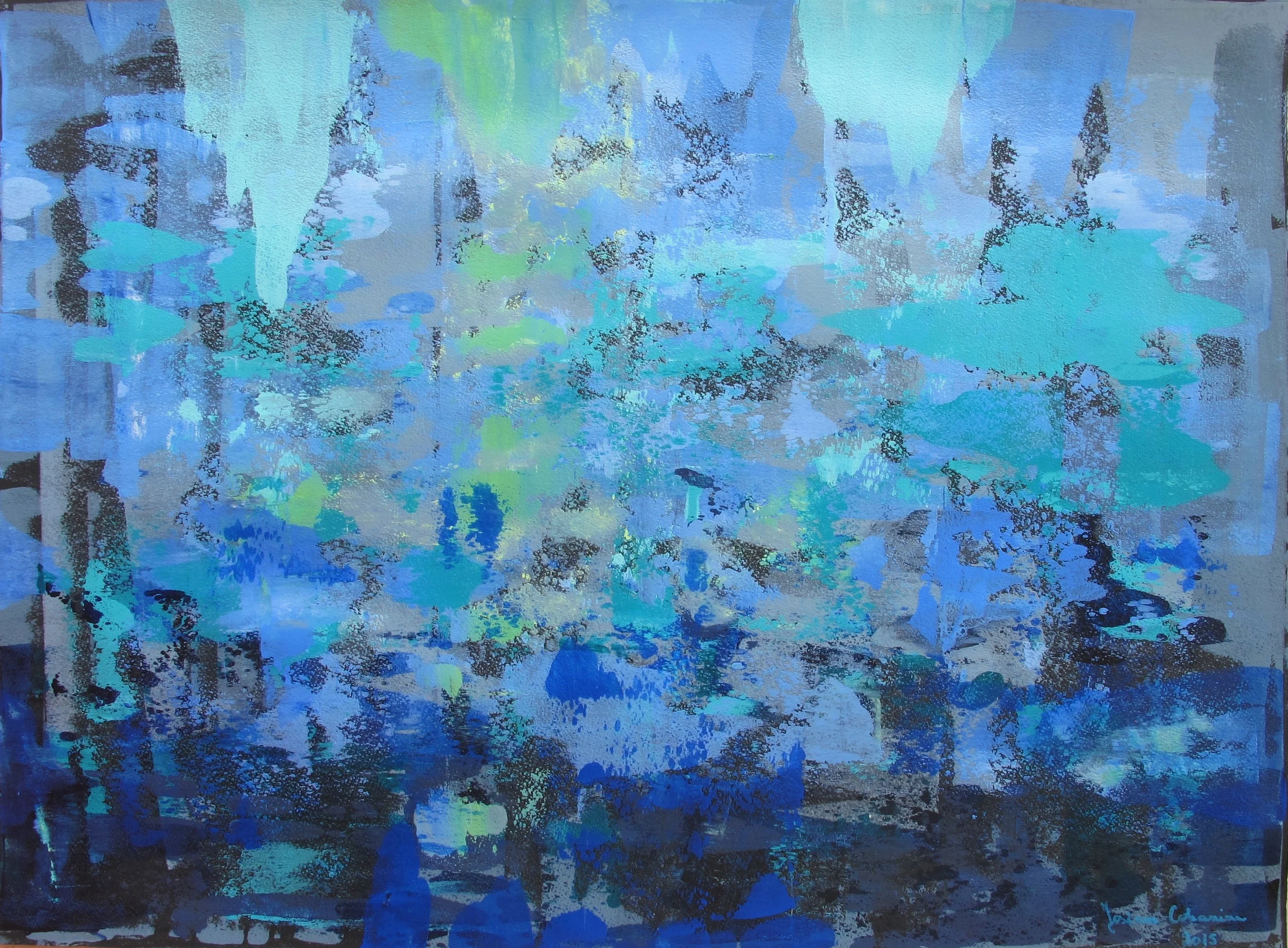 Frozen, acrylic on paper, 22 x 30 inches (S)
