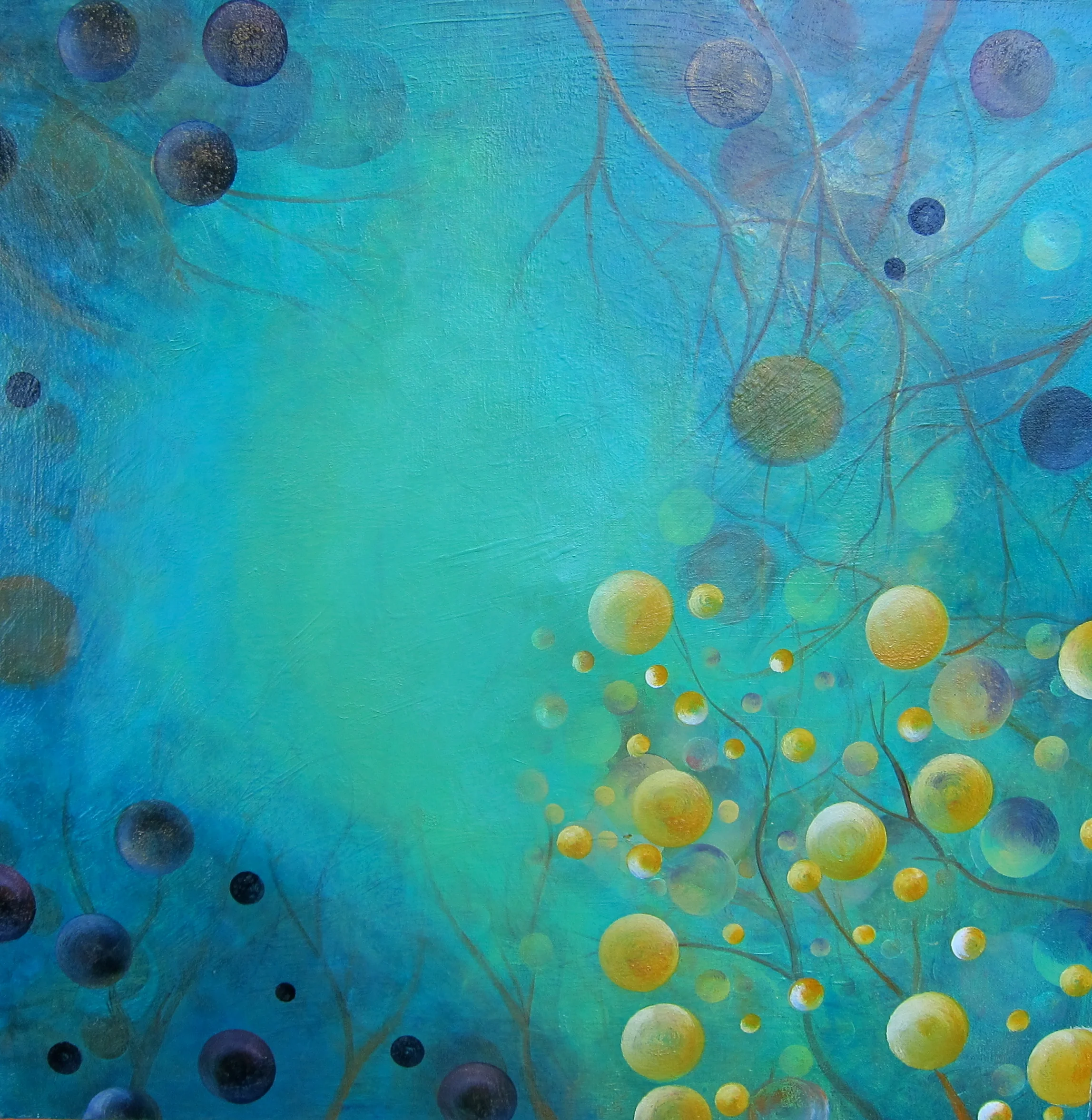 Blue, acrylic and oil on canvas, 24 x 24 inches (S)