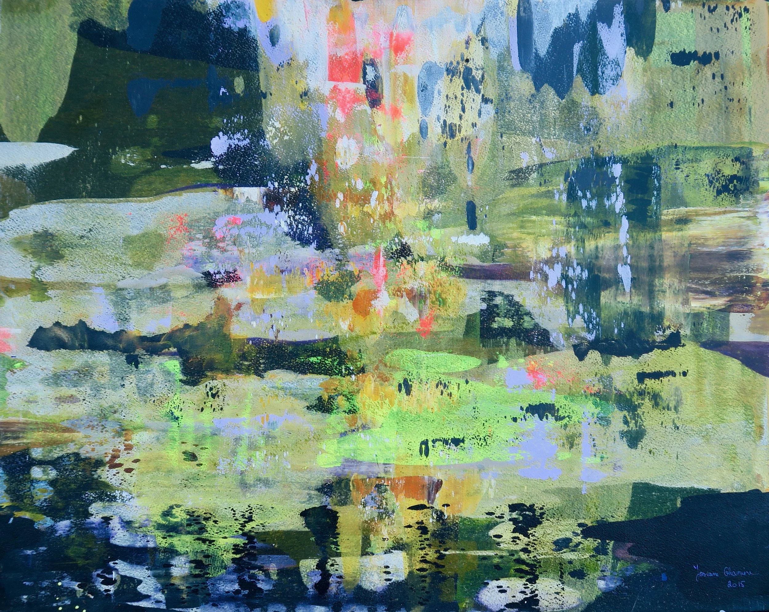 Grassy Fields, acrylic on paper mounted on canvas, 22 x 28 inches