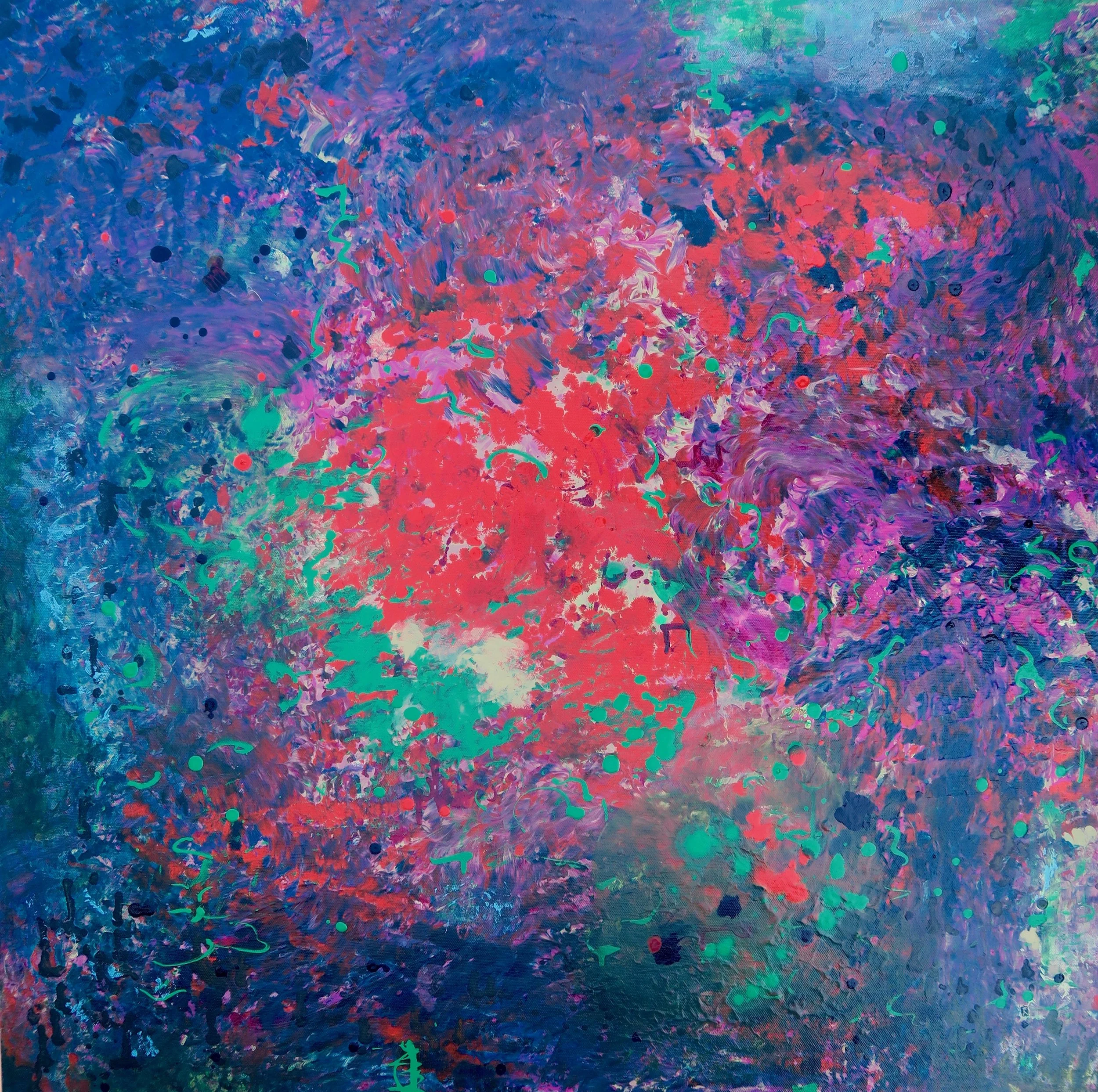 Twilight Rose, acrylic on canvas, 30 x 30 inches (S)