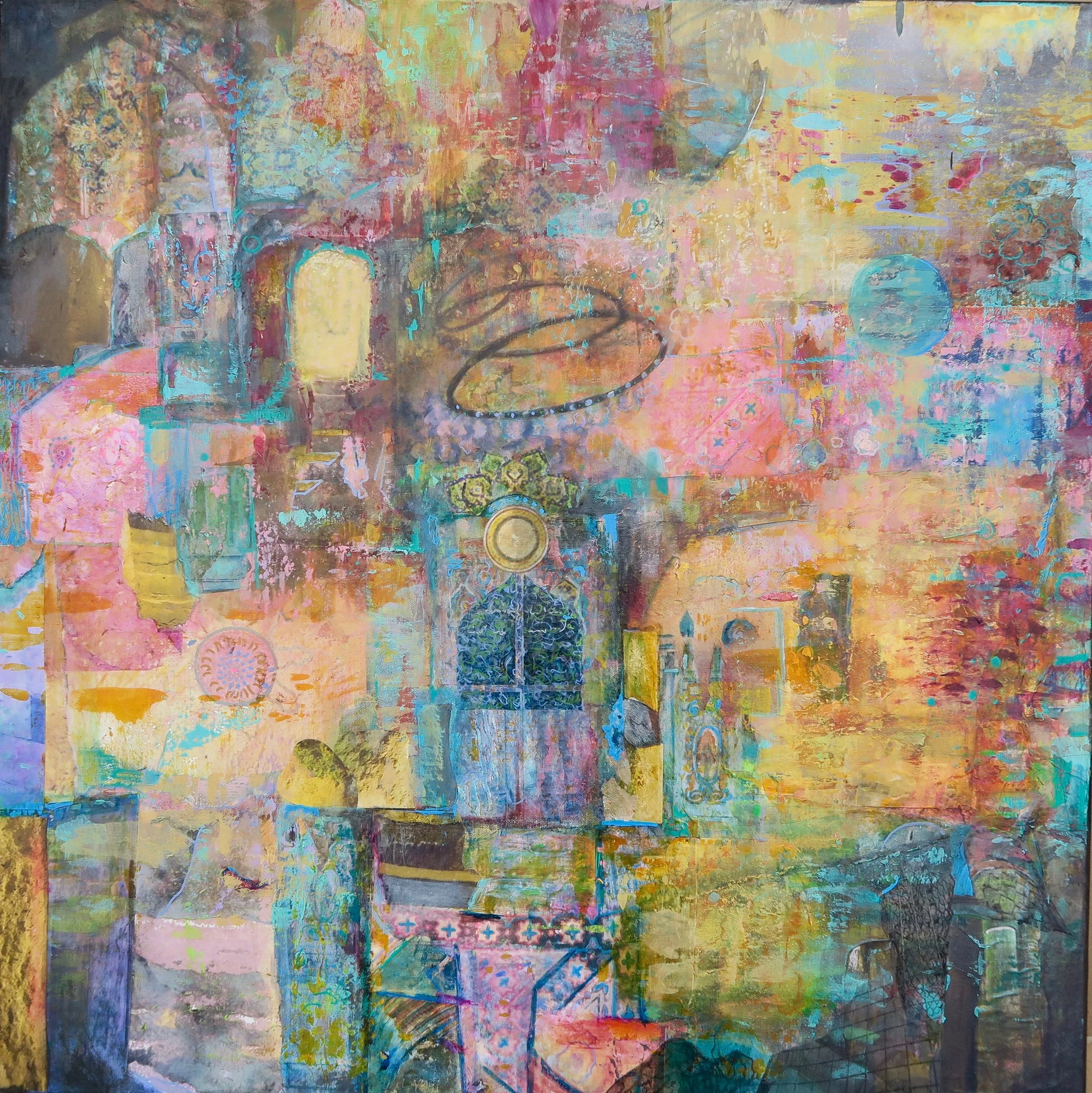 Turkish Dreams, mixed media on canvas, 30 x 30 inches