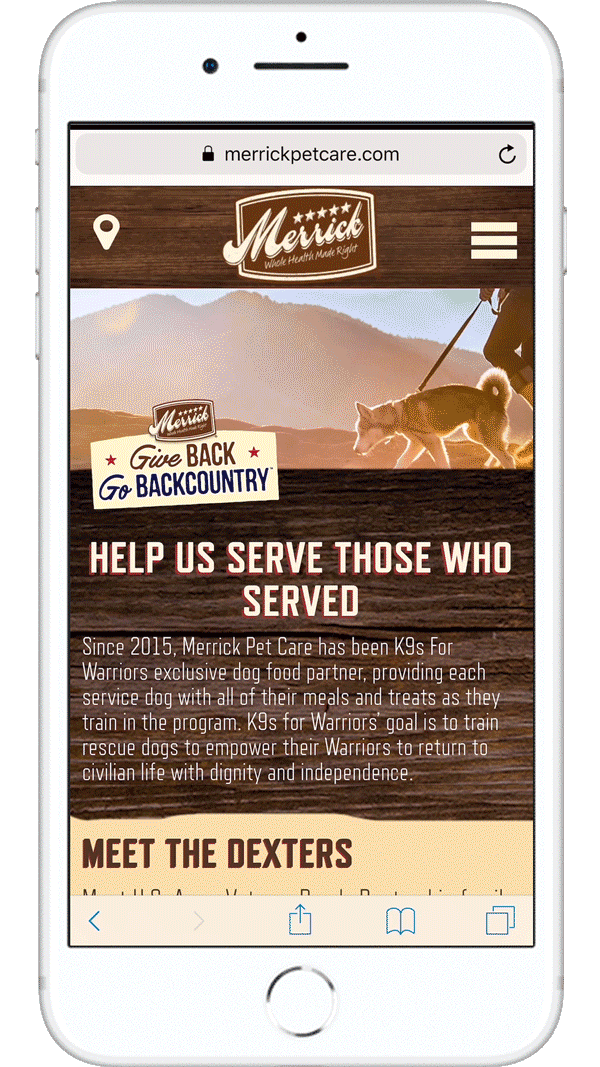 Merrick Gives Back Landing Page: Mobile