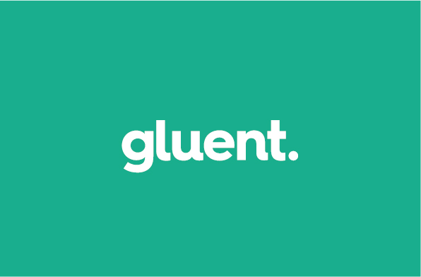 Branding consultant - gluent company font logo in green background