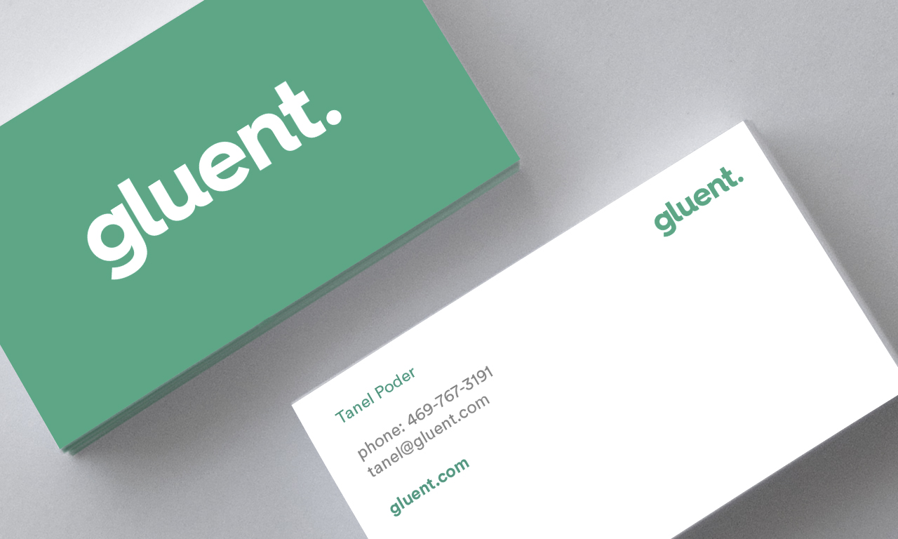 Branding consultant - Two stack of gluent business cards