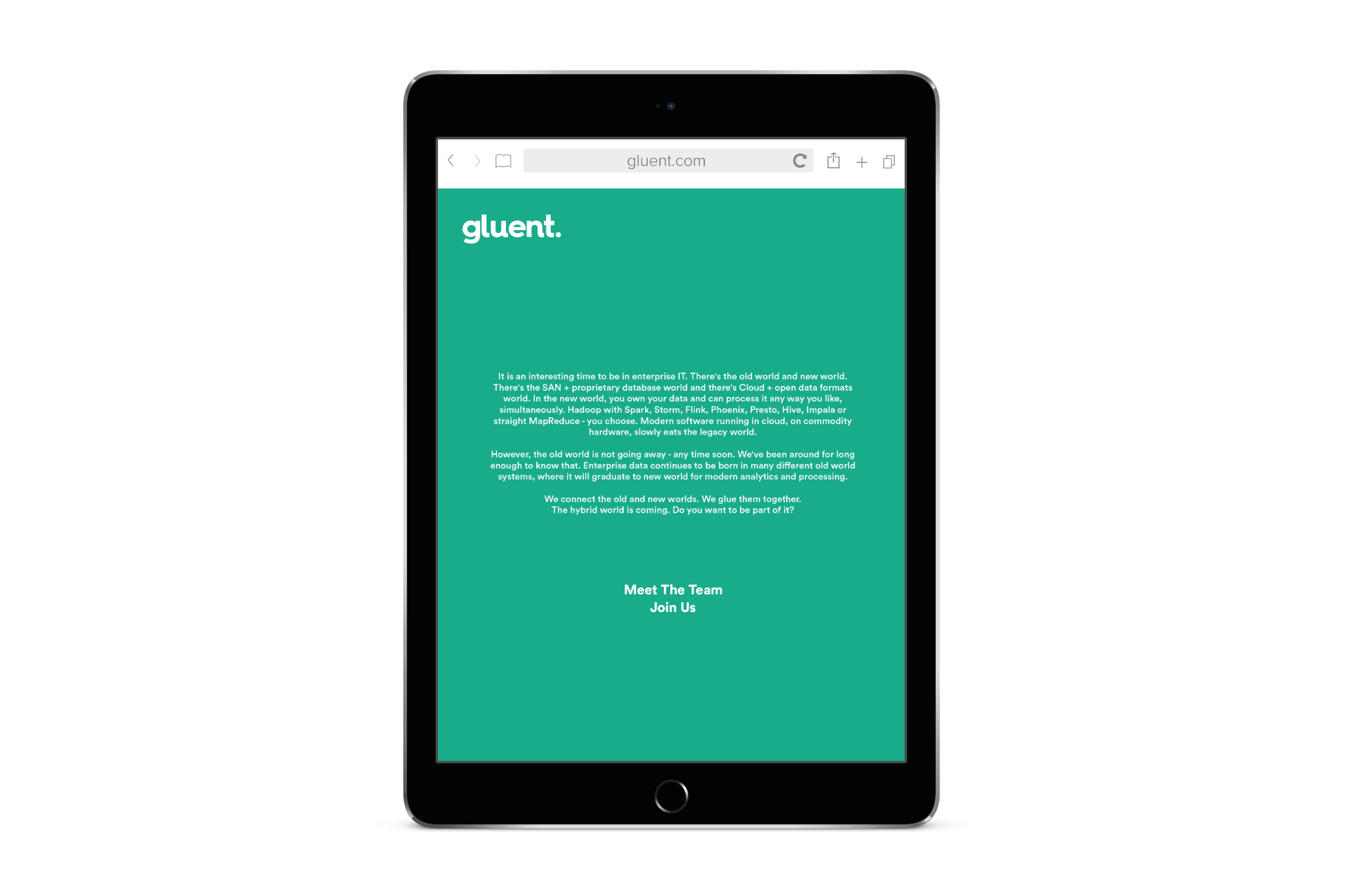 Branding consultant - An Apple iPad showing gluent website design