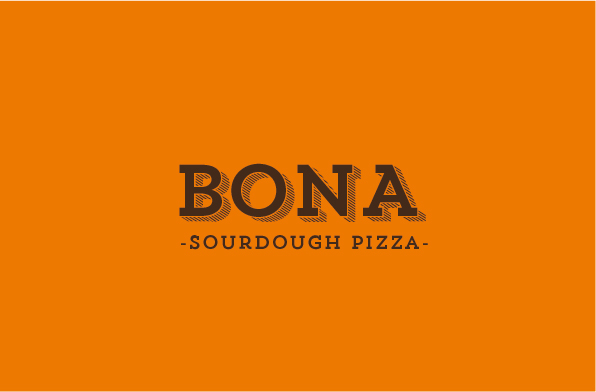 Freelance Graphic Designer Leeds Bona Sourdough Pizza font logo in orange background