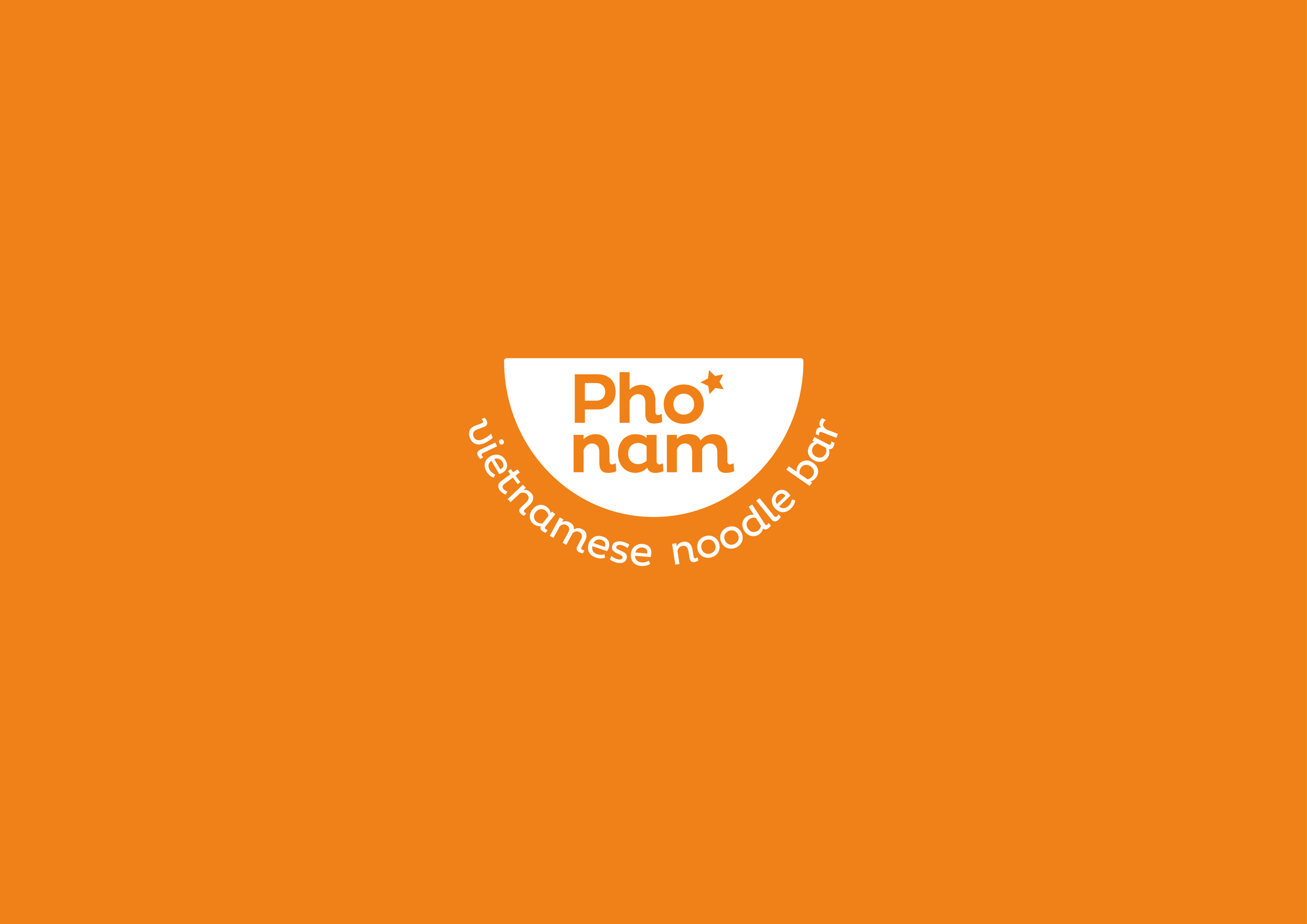 Graphic Design Company UK. Pho Nam brand logo in orange background