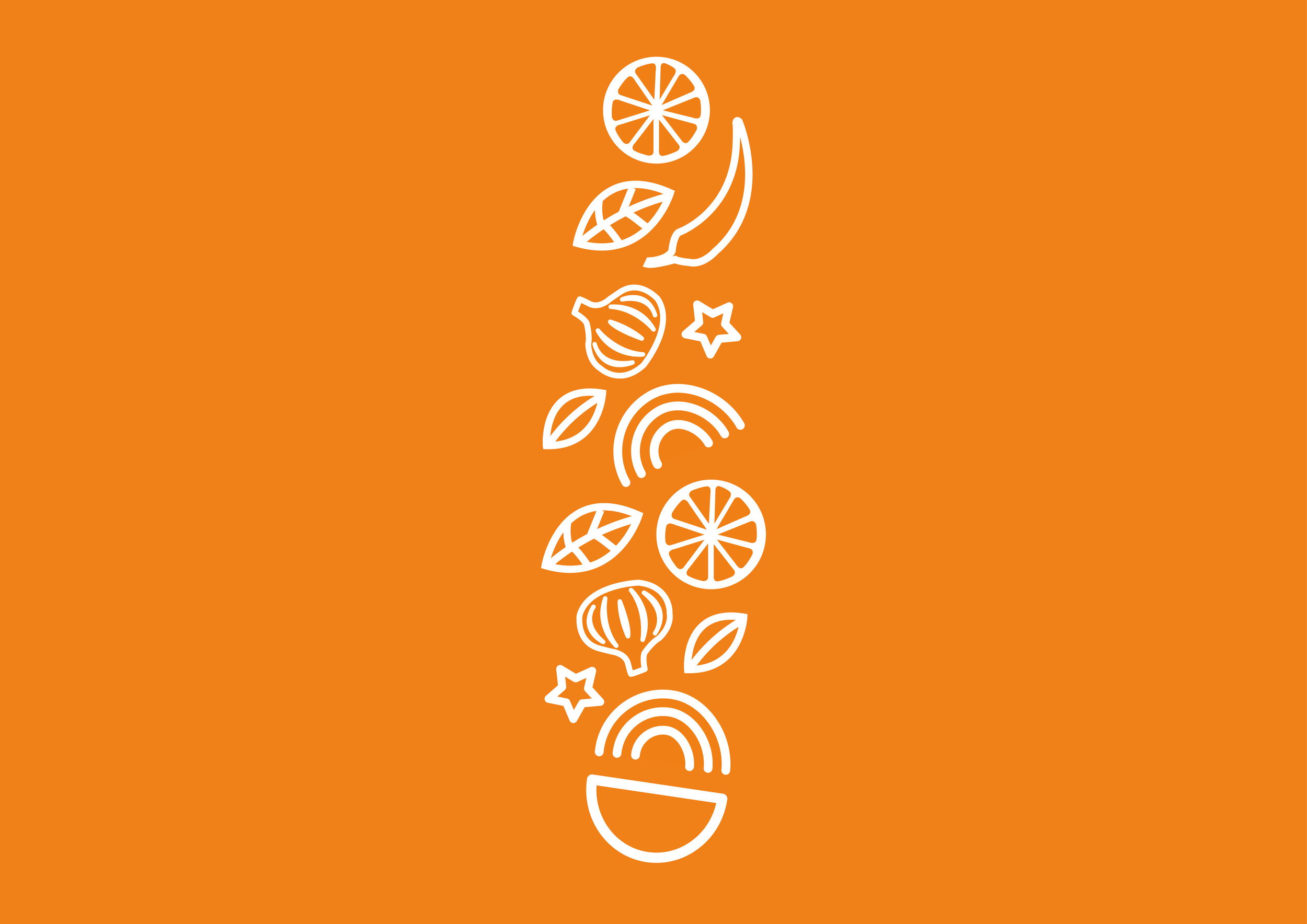 Graphic Design Company UK. Multiple food vector icons in orange background
