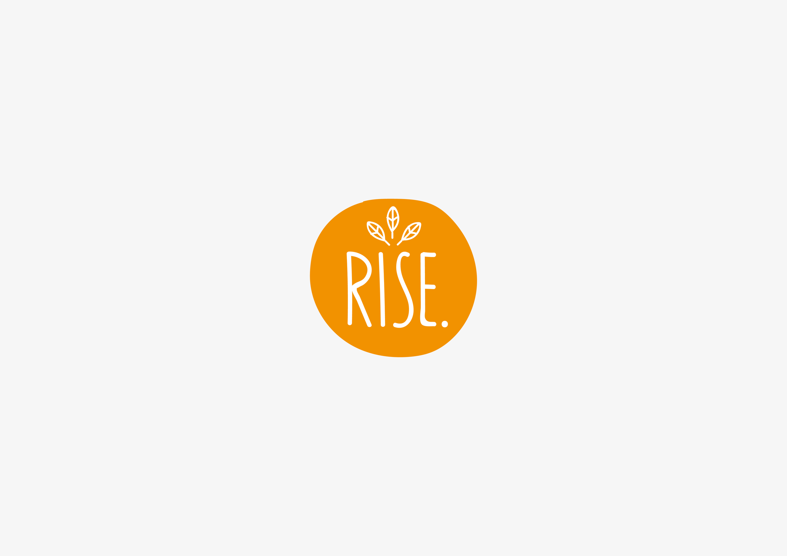 Freelance Logo Designer UK. Rise. orange circle brand logo in platinum background