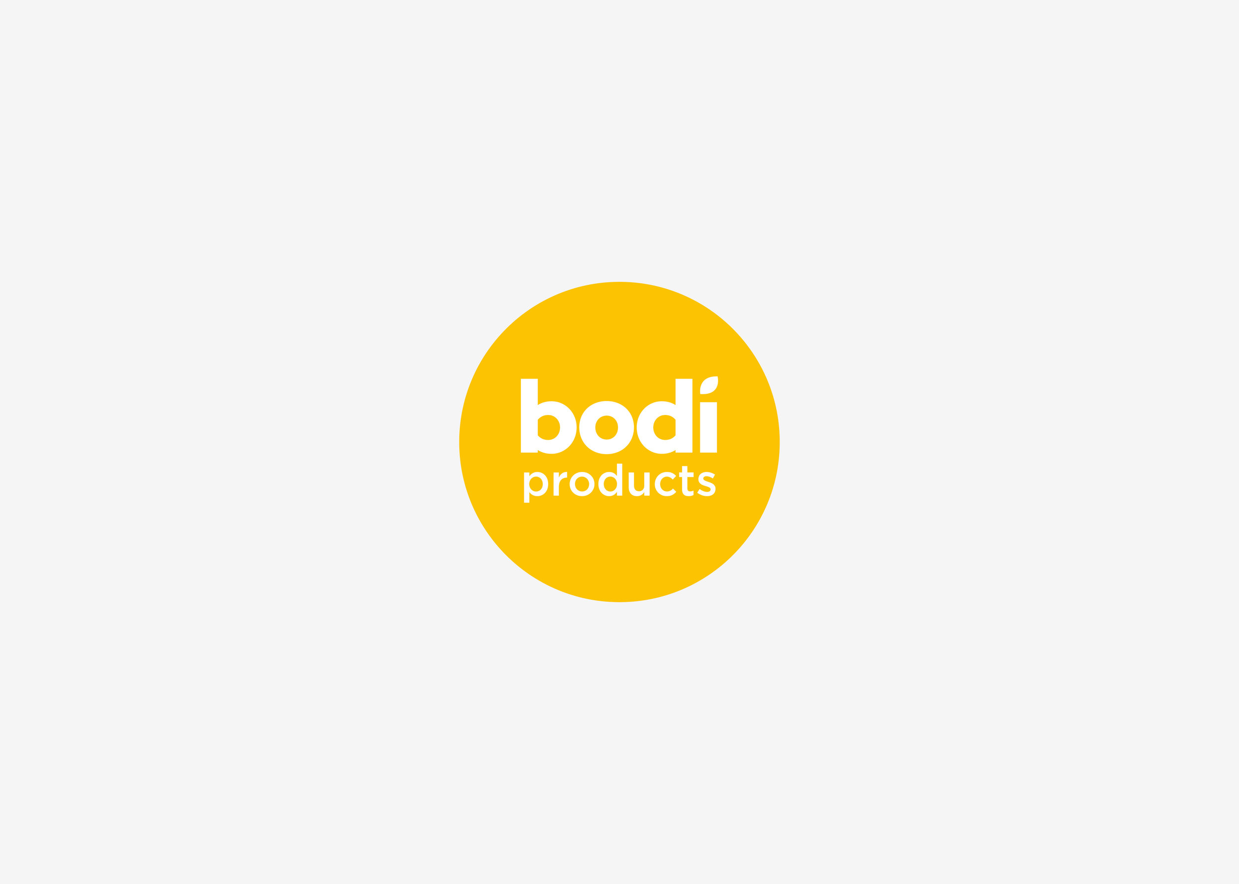 Packaging Designers UK Yellow circle Bodi logo in white grey background