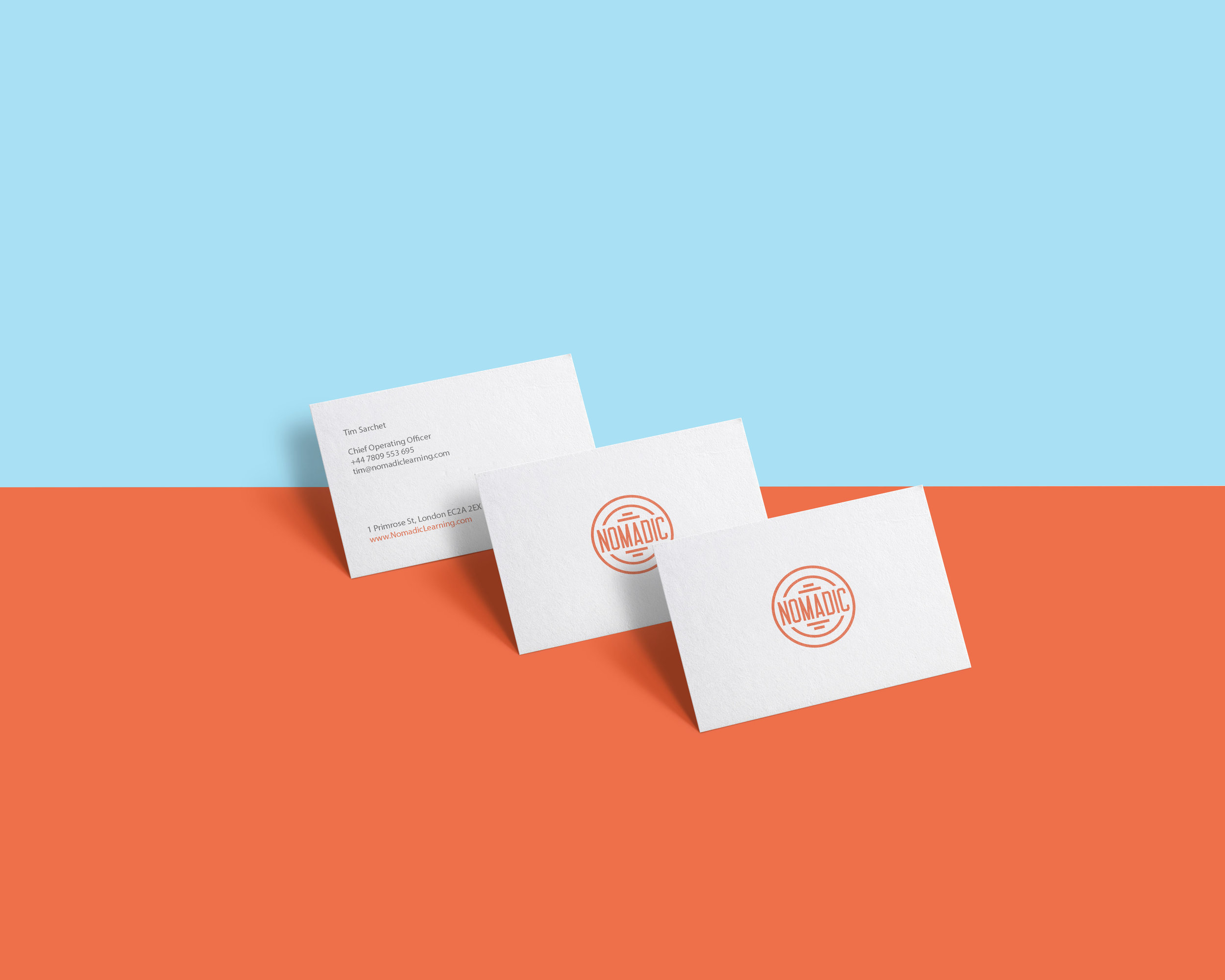 Graphic Designer Leeds Three Nomadic white business cards