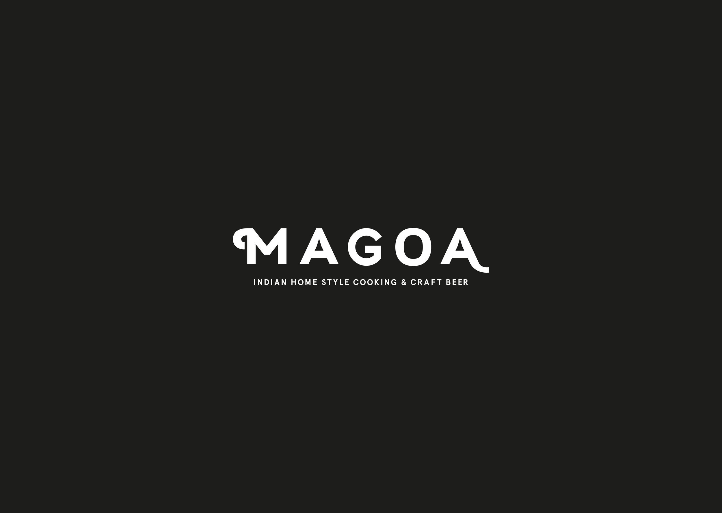 Graphic Designer London. Magoa company font logo in black background