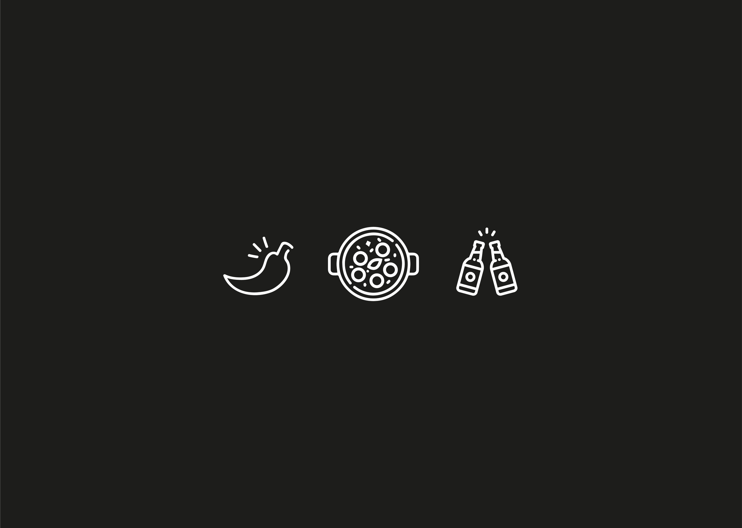 Graphic Designer London. Three food vector icons in black background