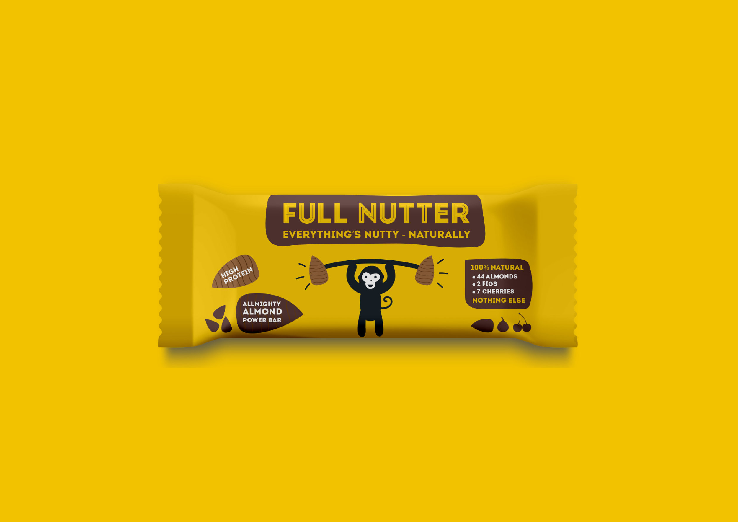 Freelance-graphic-designer-Packaging design of a yellow Full Nutter energy bar