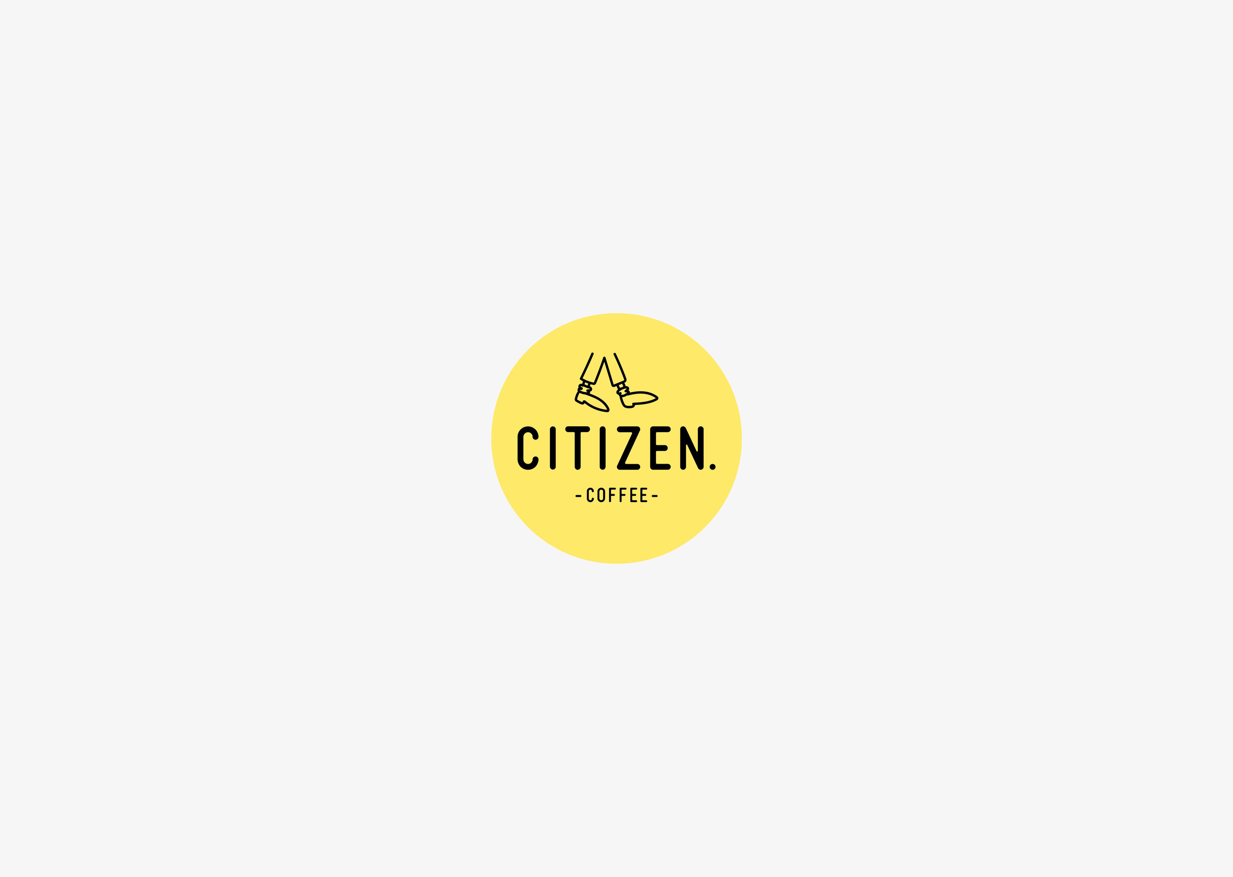 Freelance Branding Designer - Citizen Coffee yellow circle brand logo in white grey background