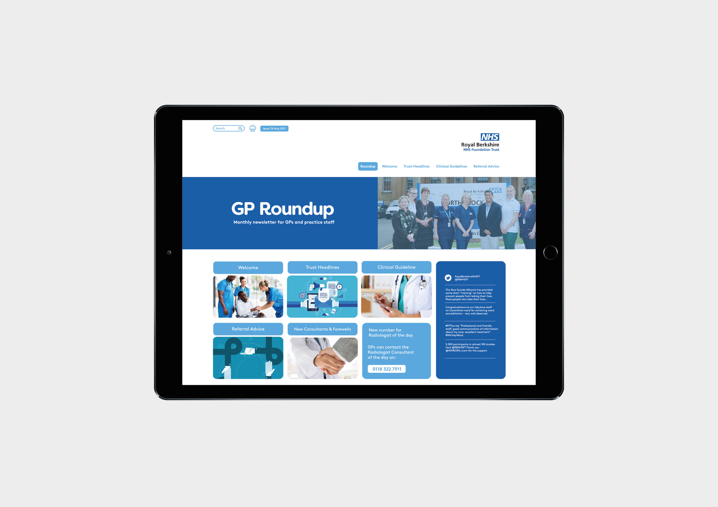 Freelance-graphic-designer-An Apple iPad showing NHS website homepage design