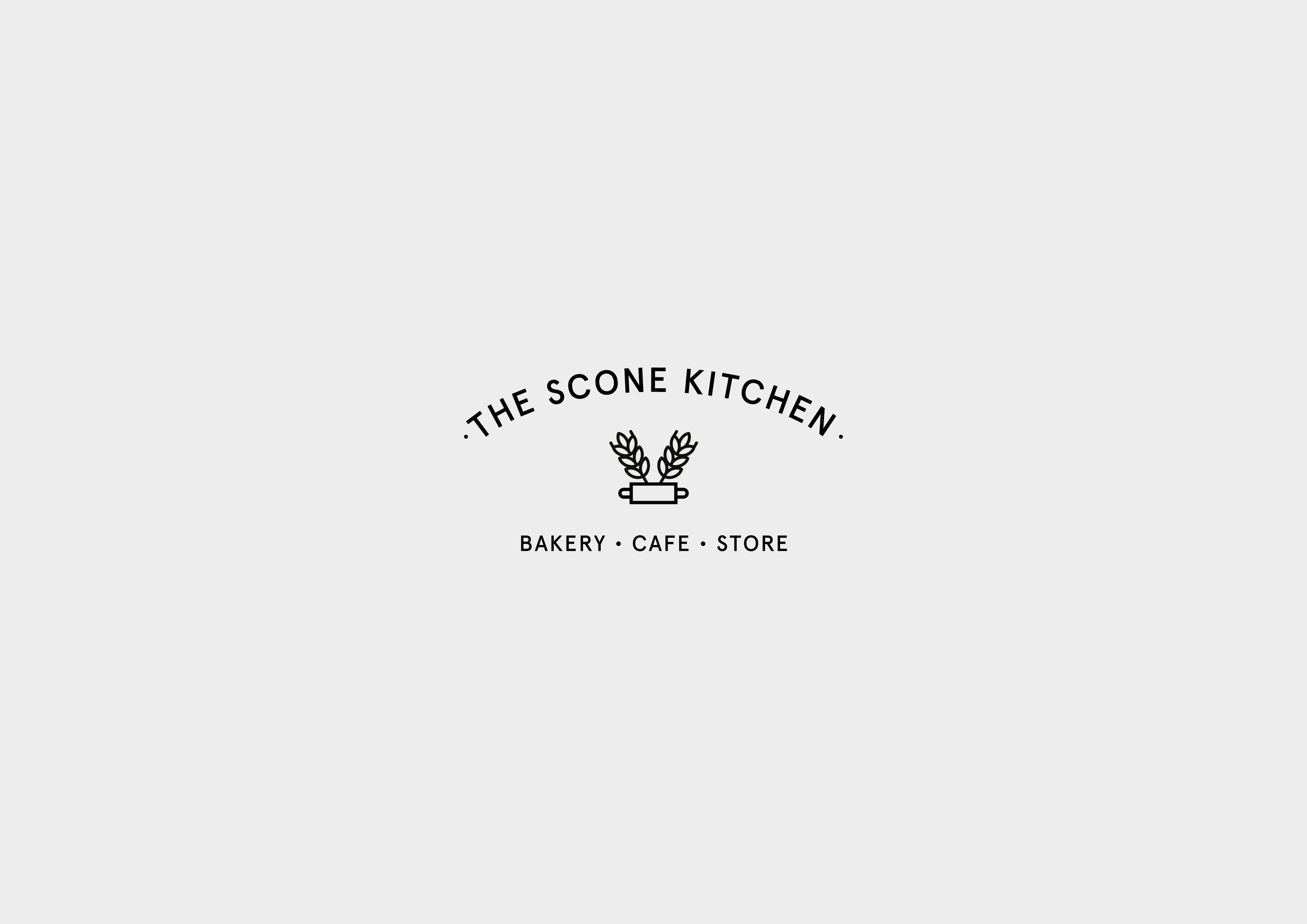 Logo Designer London, UK - The Scone Kitchen logo in platinum background