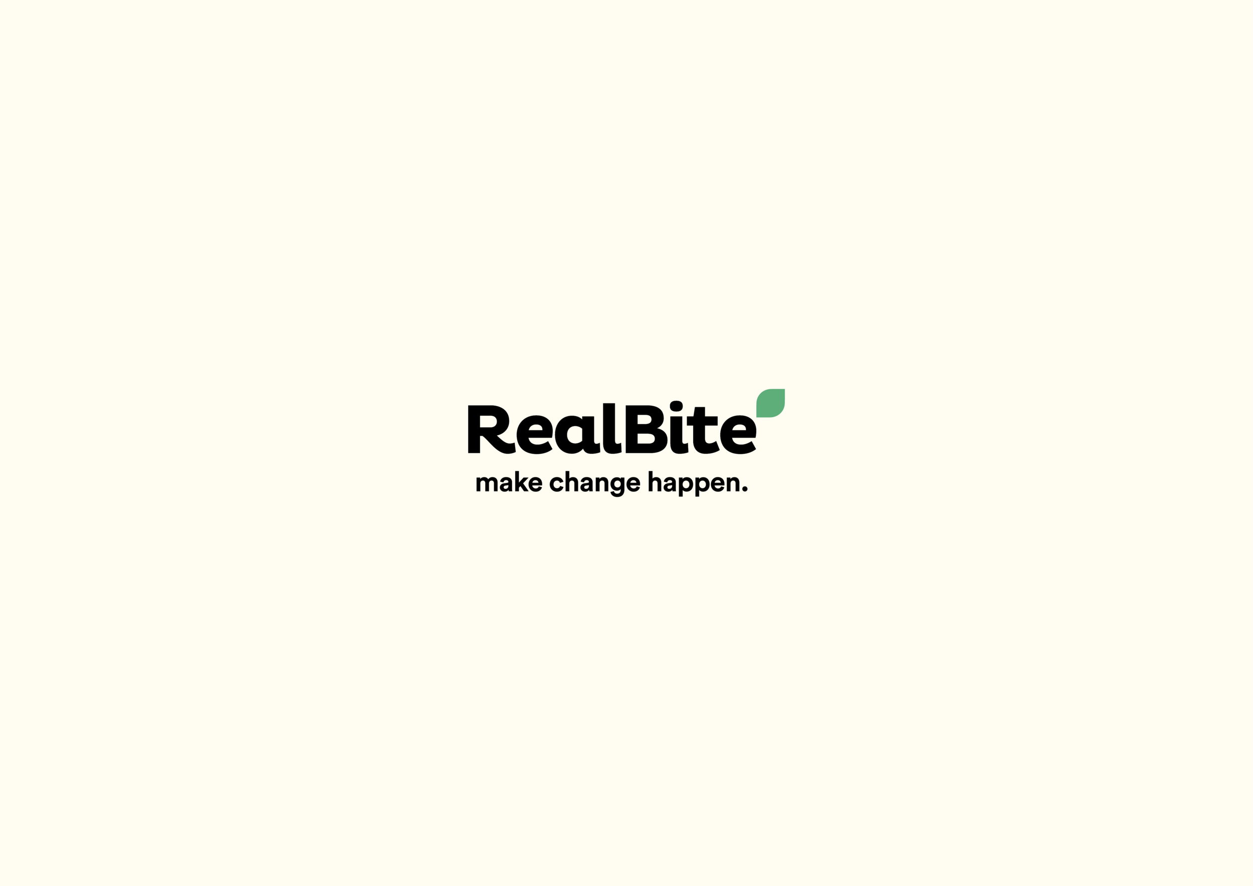 Packaging Designer London - RealBite font logo with brand tagline in light beige background