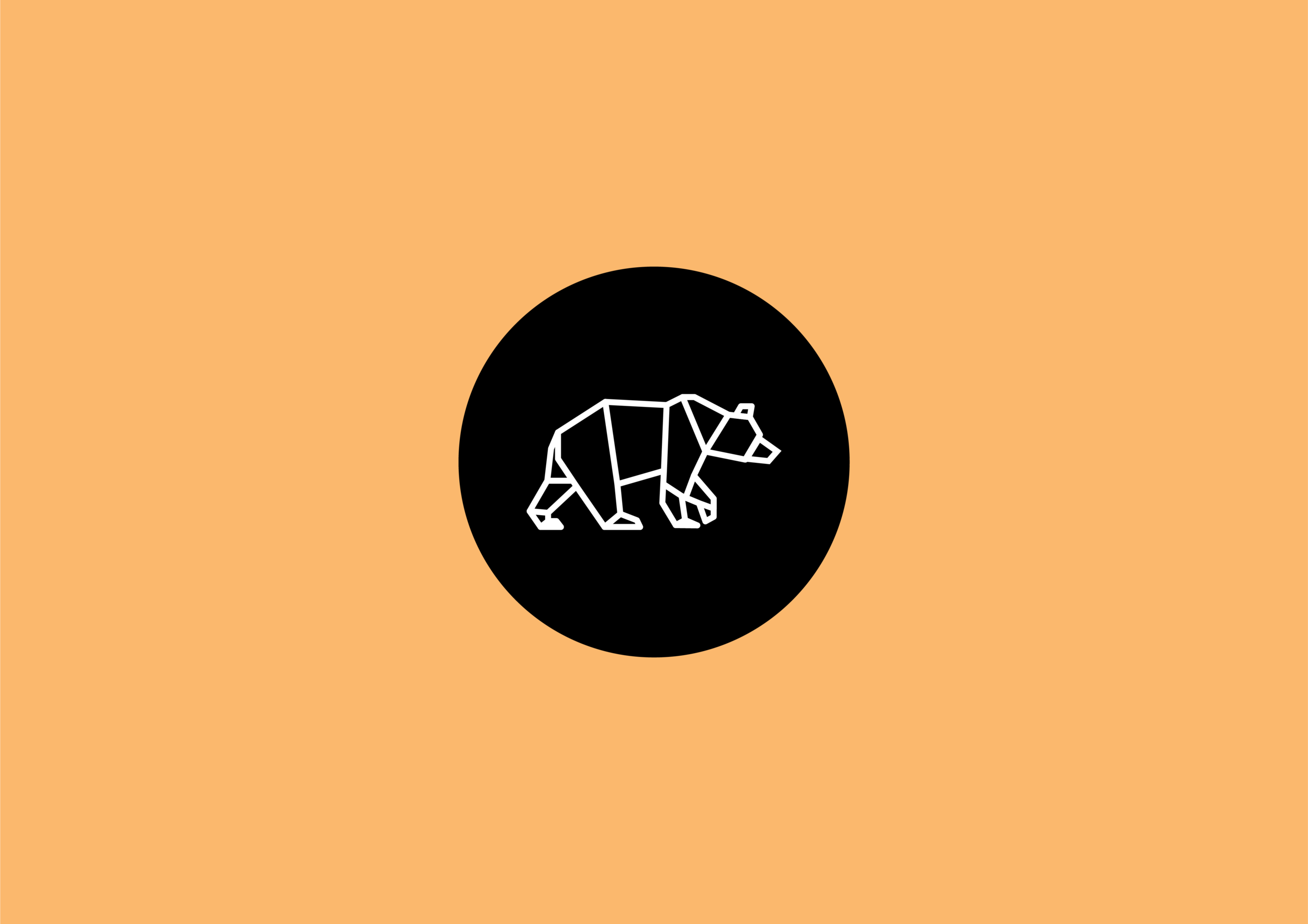 Drink packaging design - Bear vector circle logo in orange background
