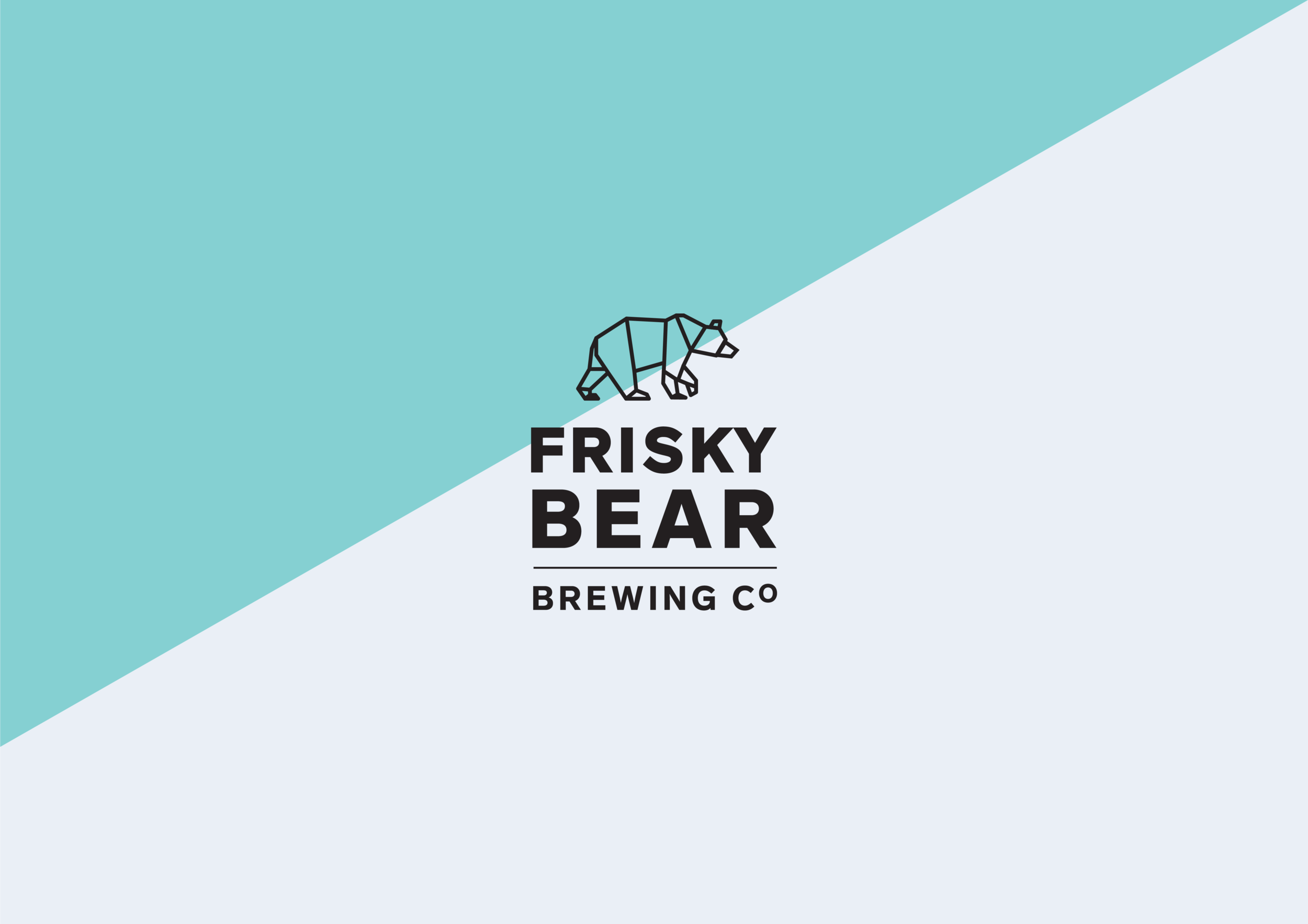 Drink packaging design - Frisky Bear Brewing Co brand logo with bear graphic