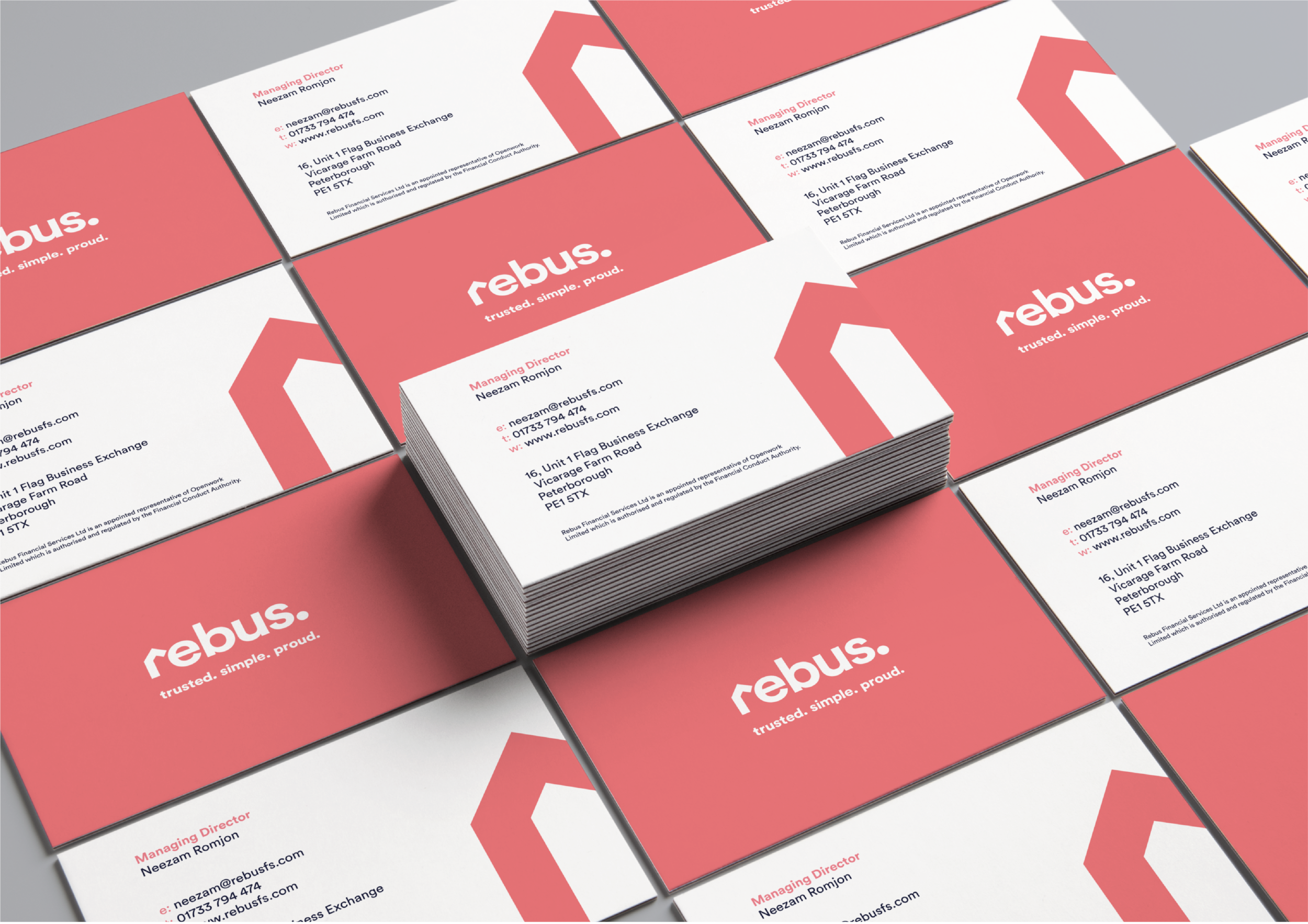Branding company UK - rebus business card front &amp; back design illustration