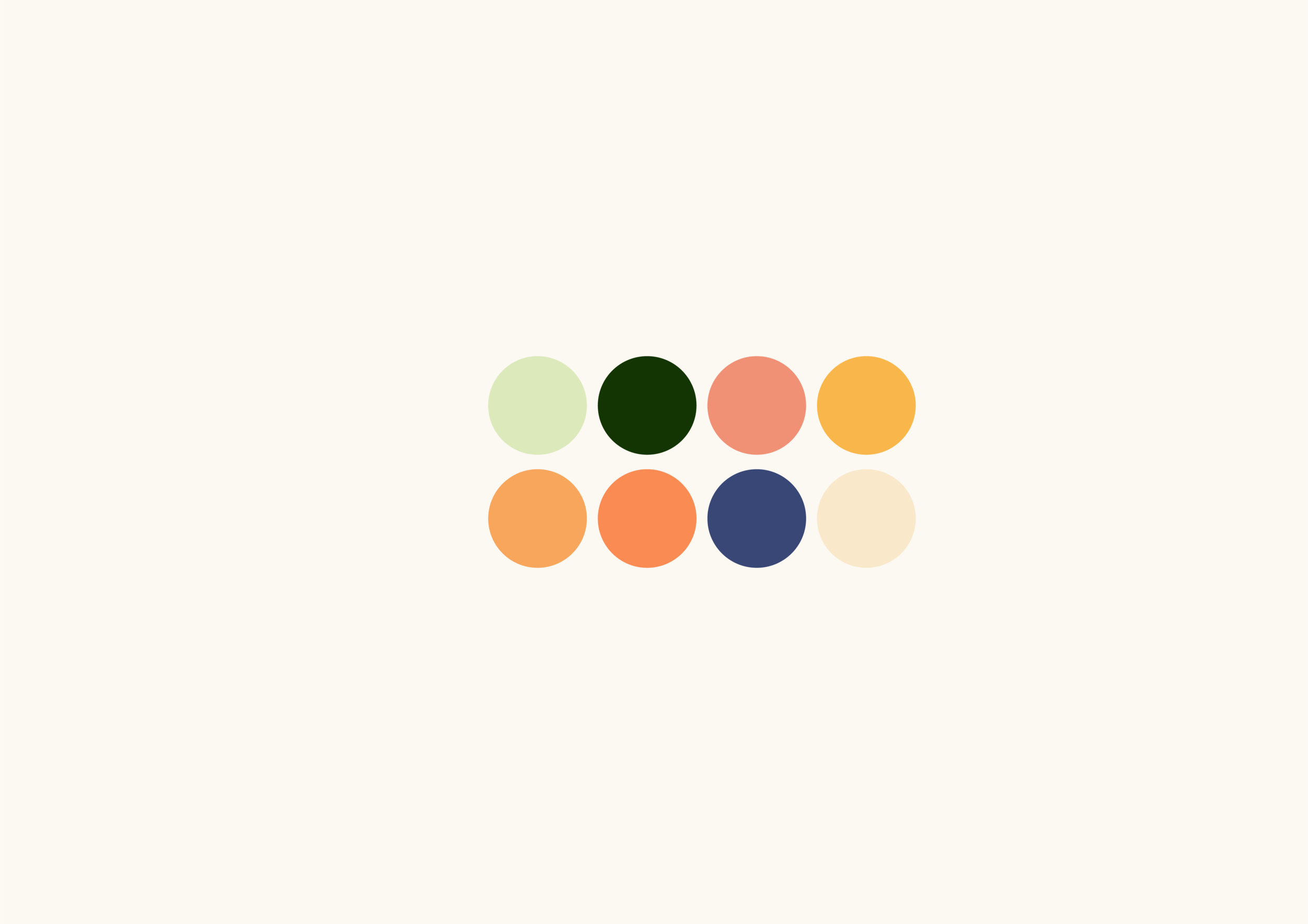 Branding Agency Leeds. Eight small circle colours illustration in light beige background