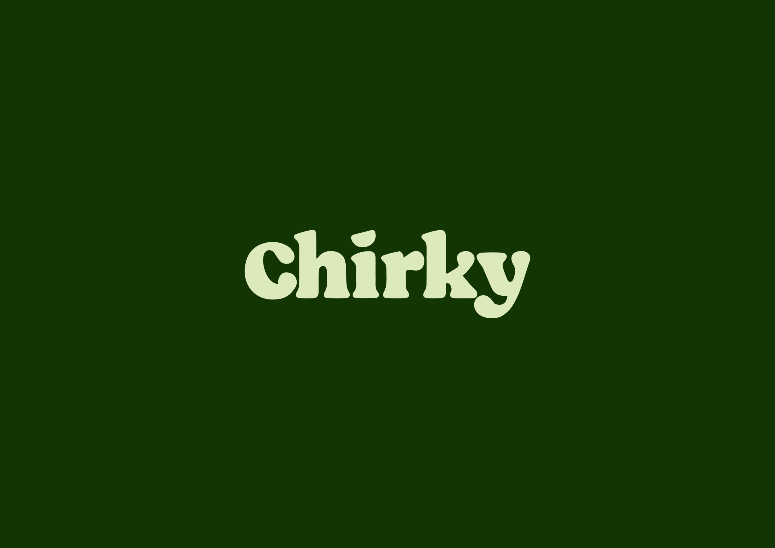 Branding Agency Leeds. Chirky company font logo with dark green background