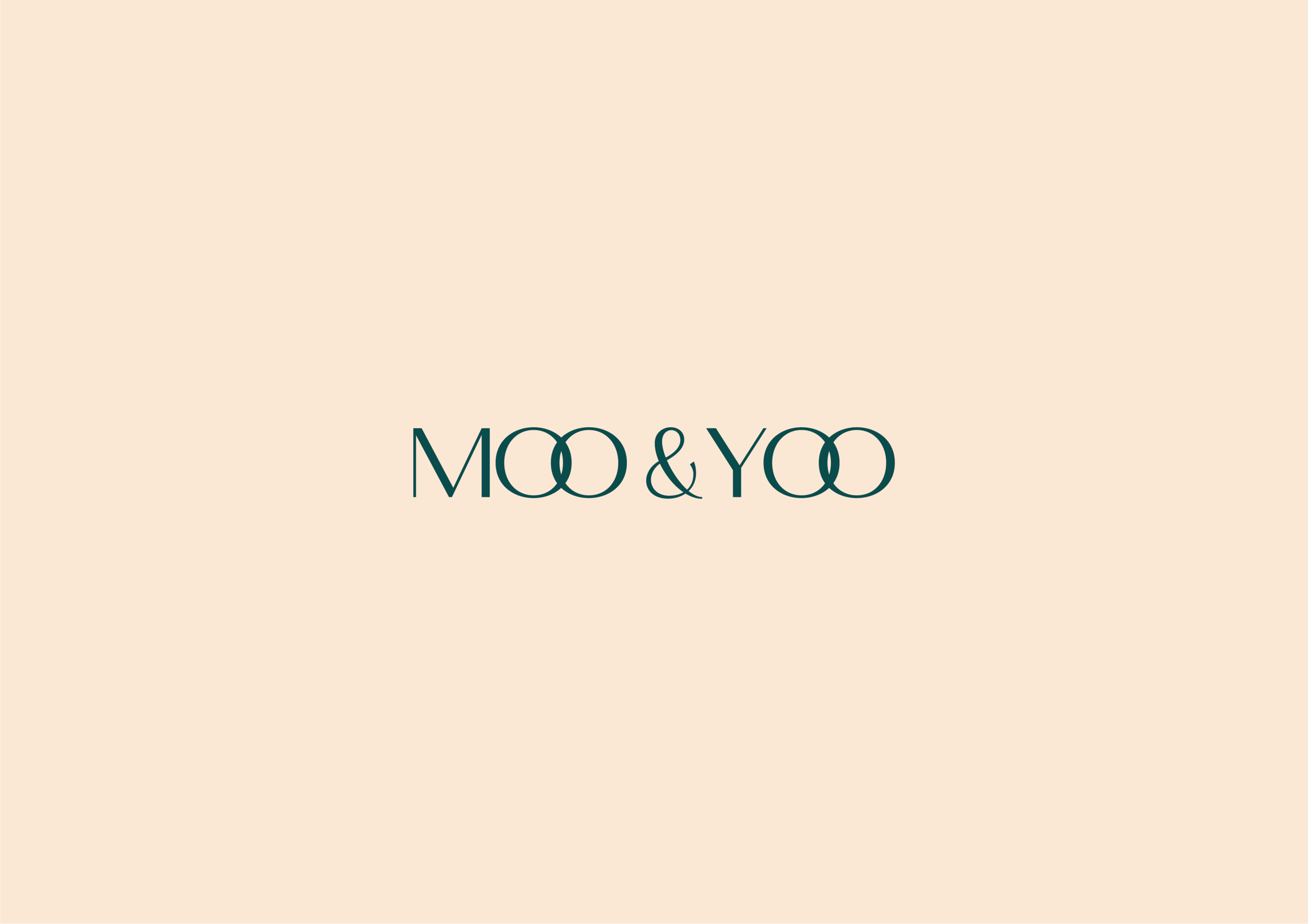 Branding design company UK. Moo &amp; Yoo company font logo with beige background