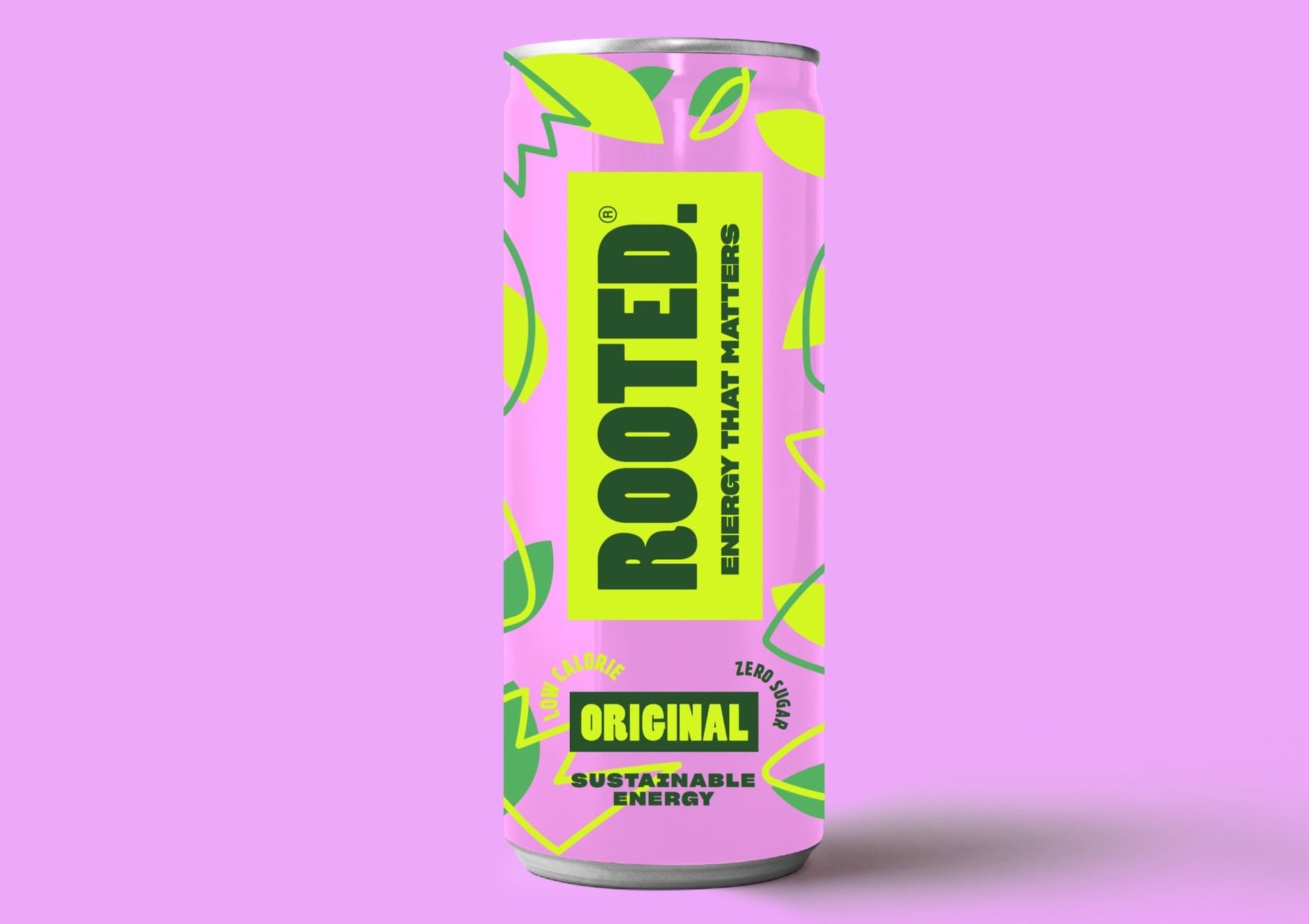 Freelance-graphic-designer-A can of Rooted natural energy drink