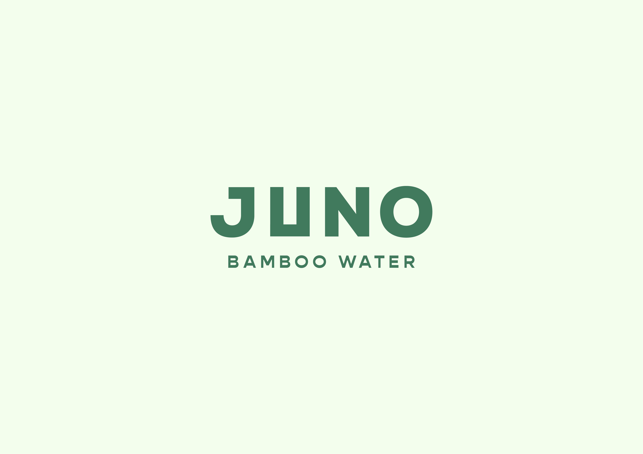 Juno bamboo water font logo in tea green background
