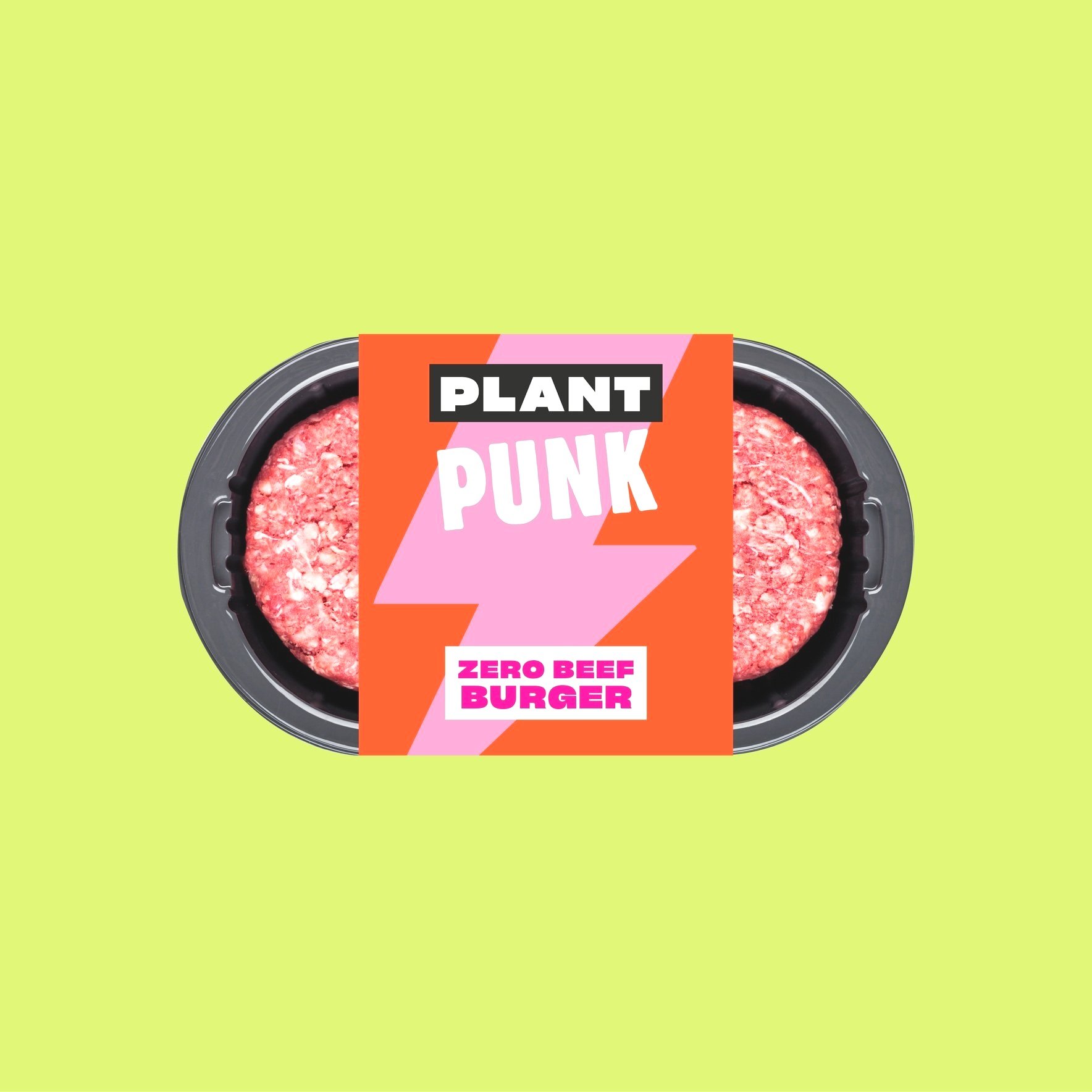 Freelance-graphic-designer-Plant Punk - Label with bright branding for vegan burger brand
