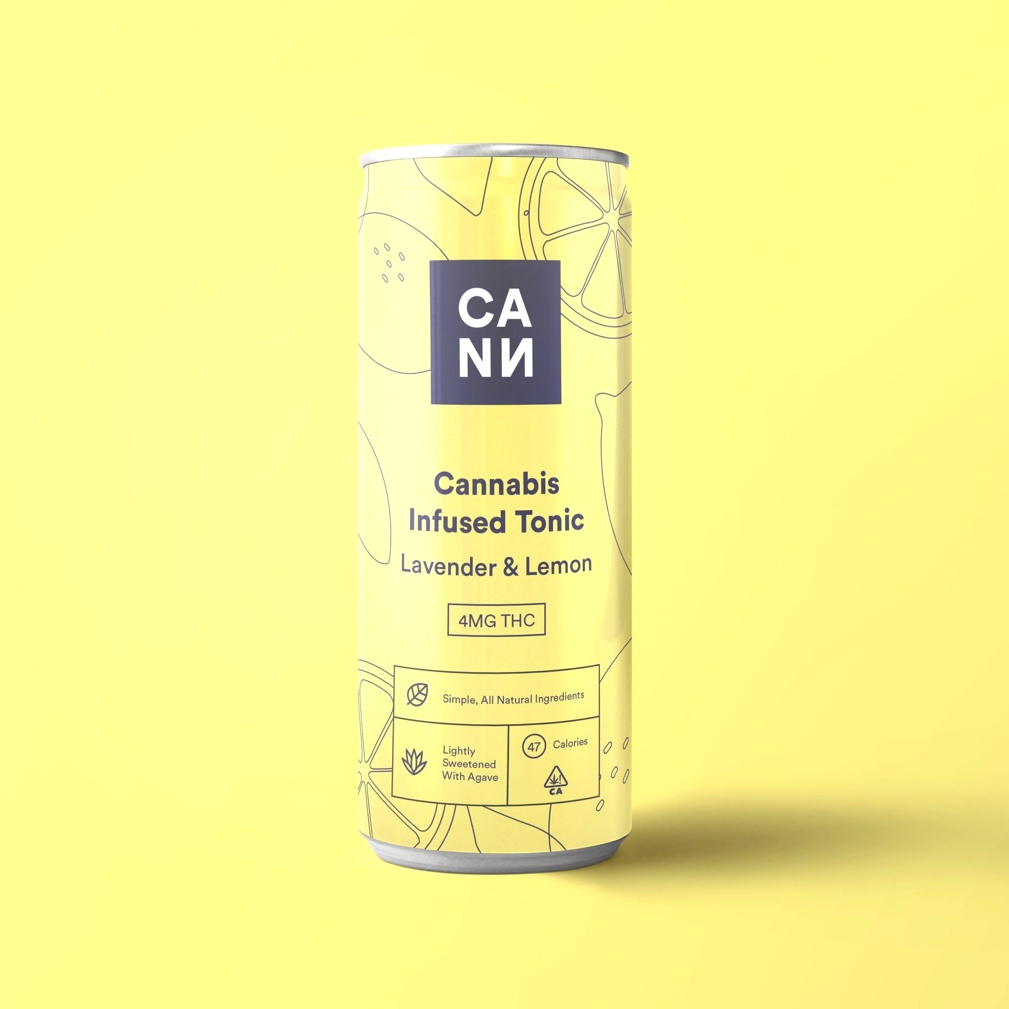 Freelance-graphic-designer-Cann design for drink cann - yellow and line illustrations and logo