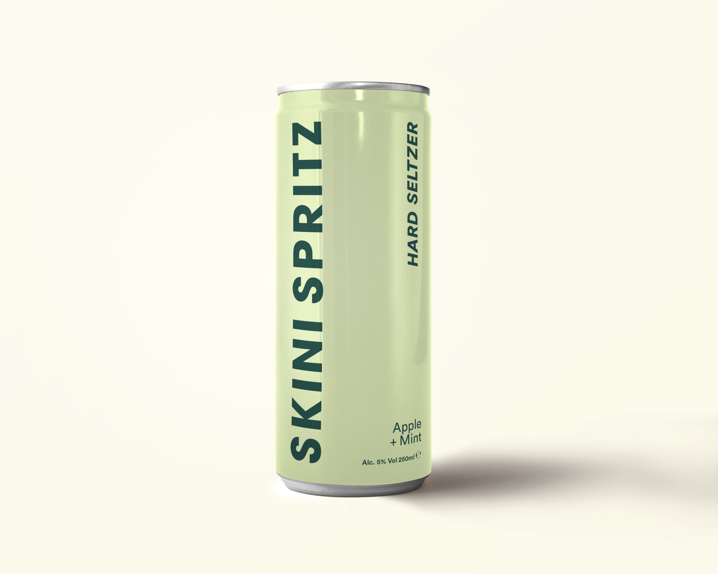 A tea green can of hard seltzer brand Skini Spritz