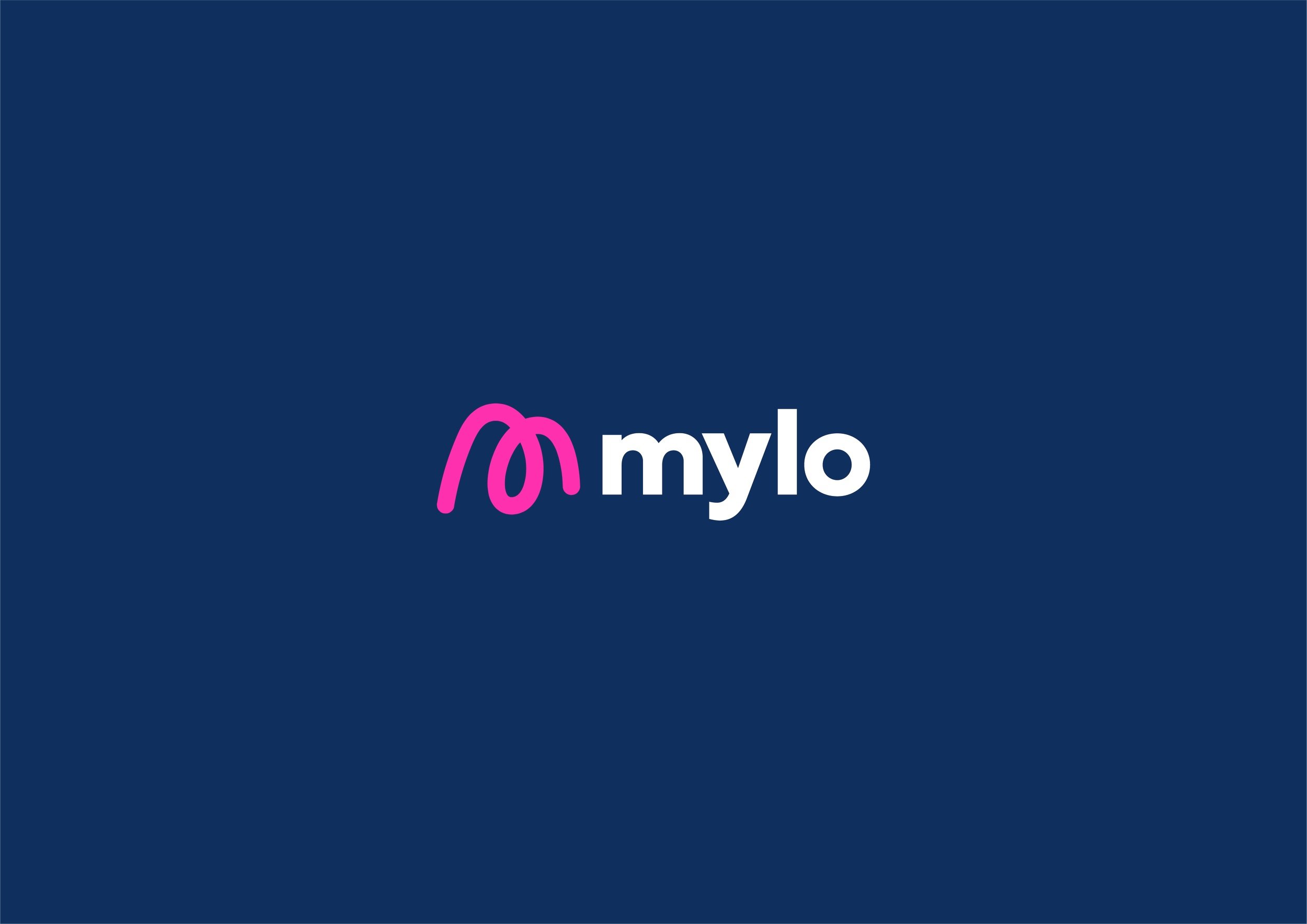 Mylo logo design - logo design in pink/white logo design on a dark blue background