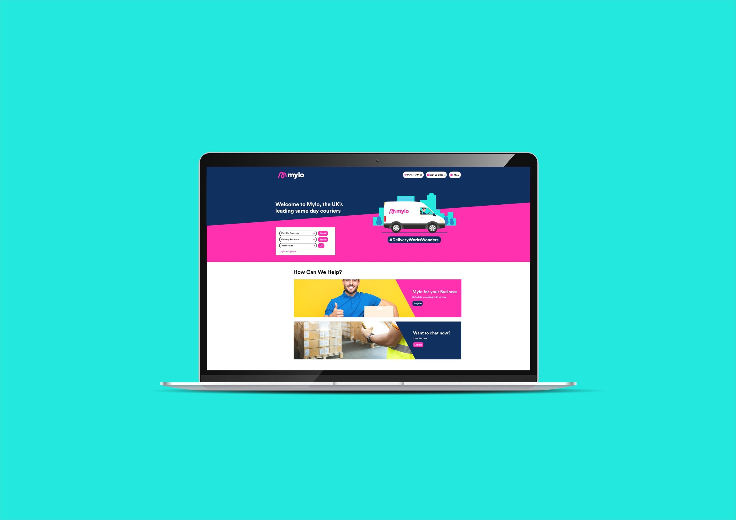 Mylo website design - website design for a London based courier company