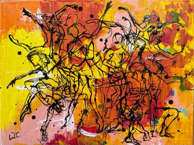 Dancers Series. Ink and acrylic on canvas