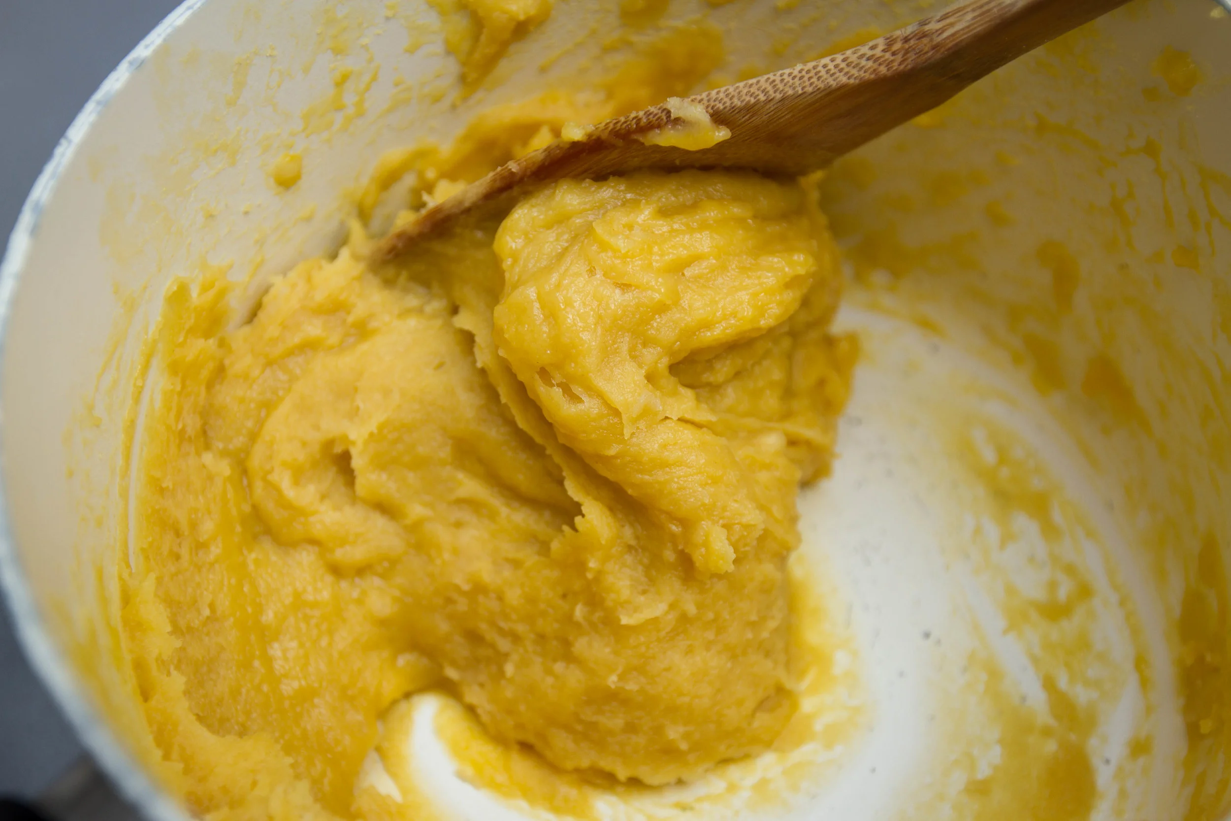The dough after the egg and vanilla gets mixed in