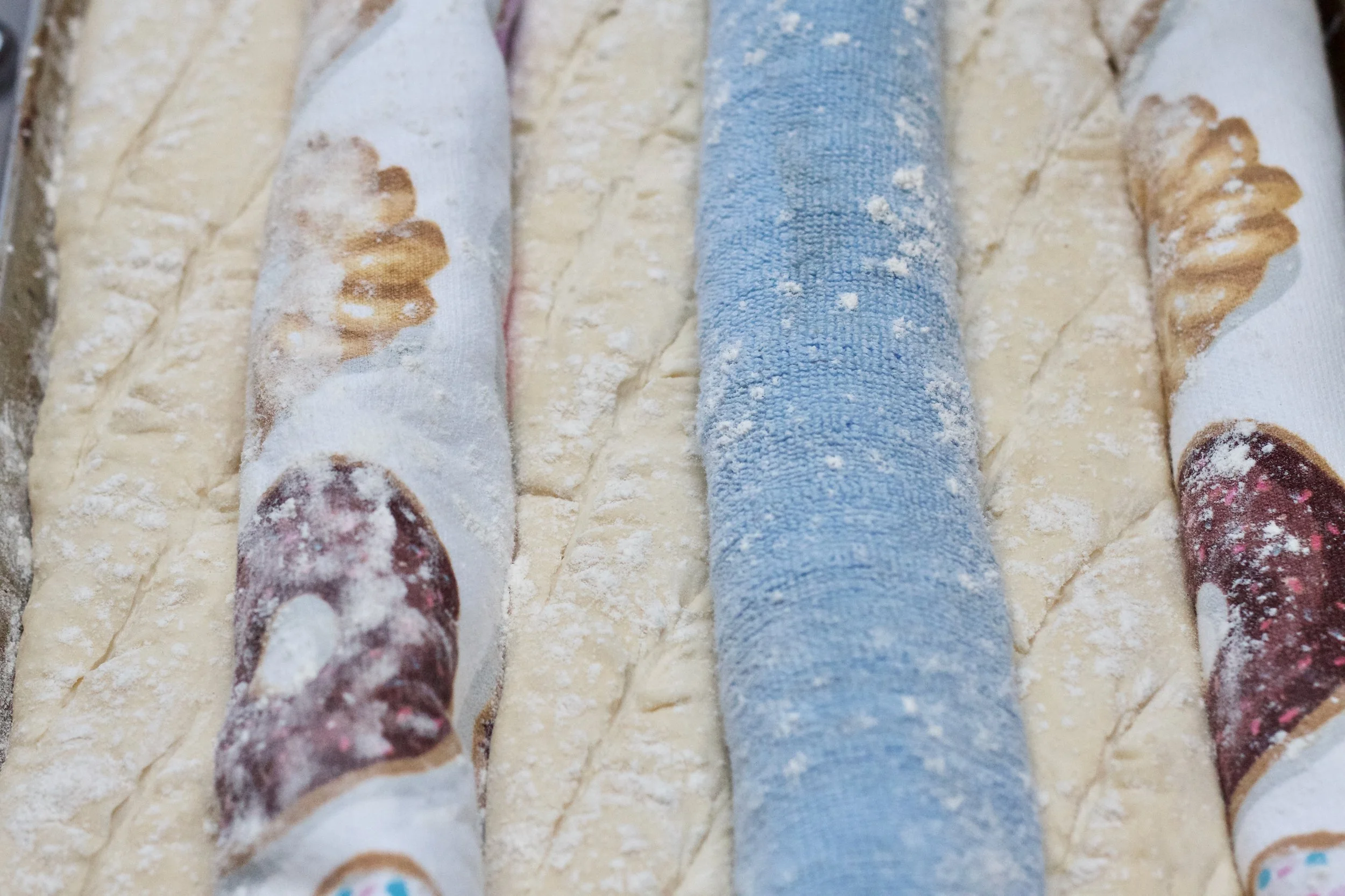 After each baguette was scored with a sharp blade