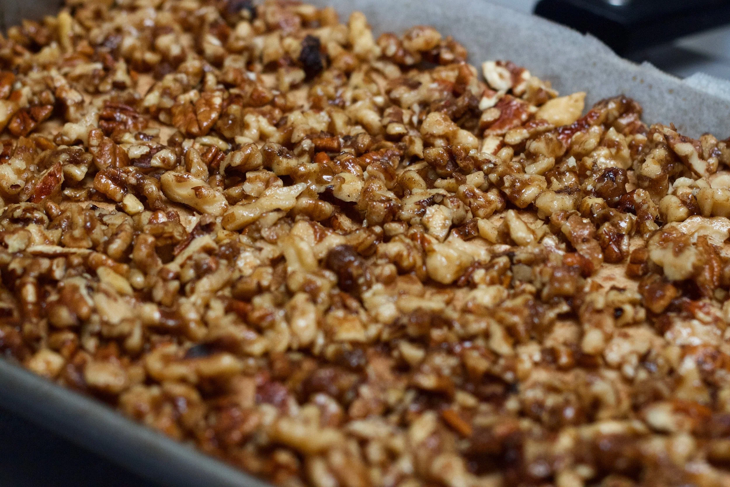 Nut topping before it was baked