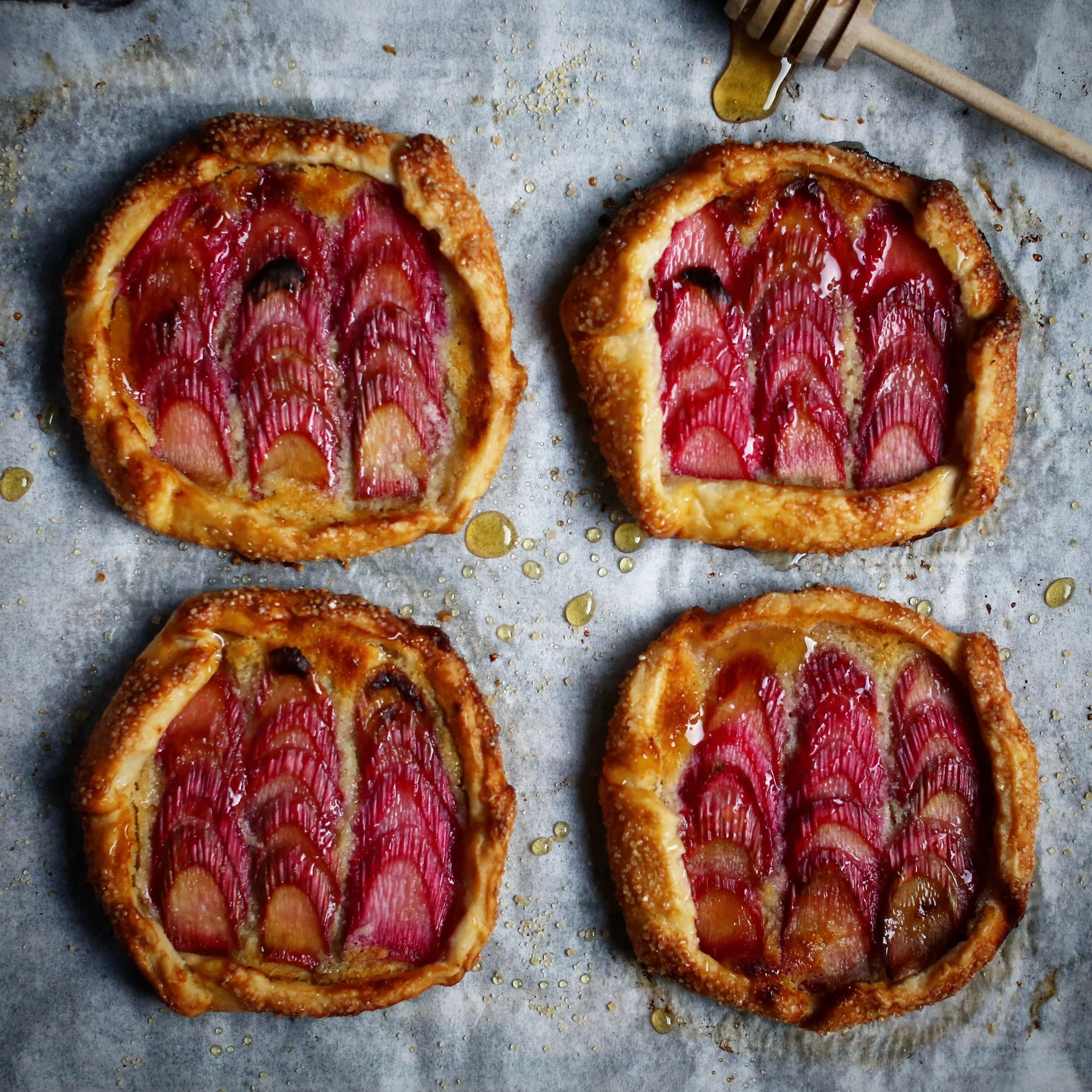 Honey Rhubarb Galette with Mascarpone  
