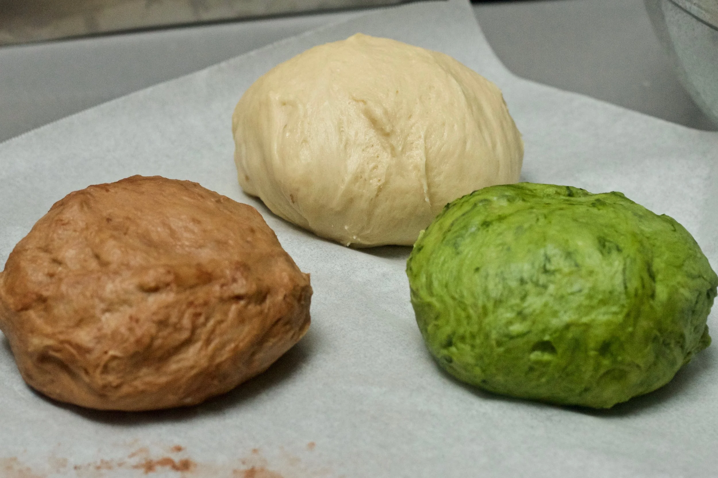 Chocolate, plain, and matcha flavors