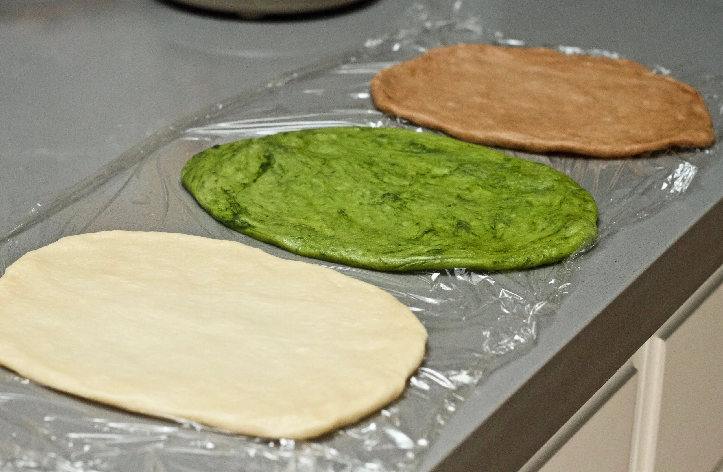 Roll each one out in equal sized ovals